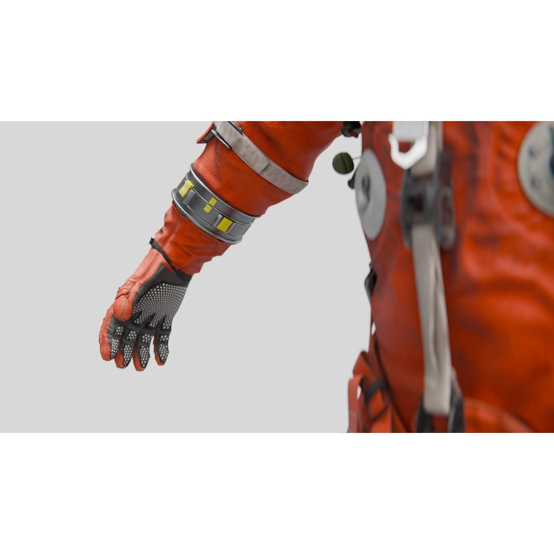 Orange ACES Spacesuit 3D Model – Low Poly Sci-Fi Character, PBR Textures - View 11