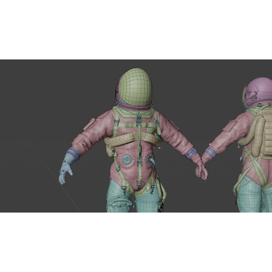 Orange ACES Spacesuit 3D Model – Low Poly Sci-Fi Character, PBR Textures - View 16