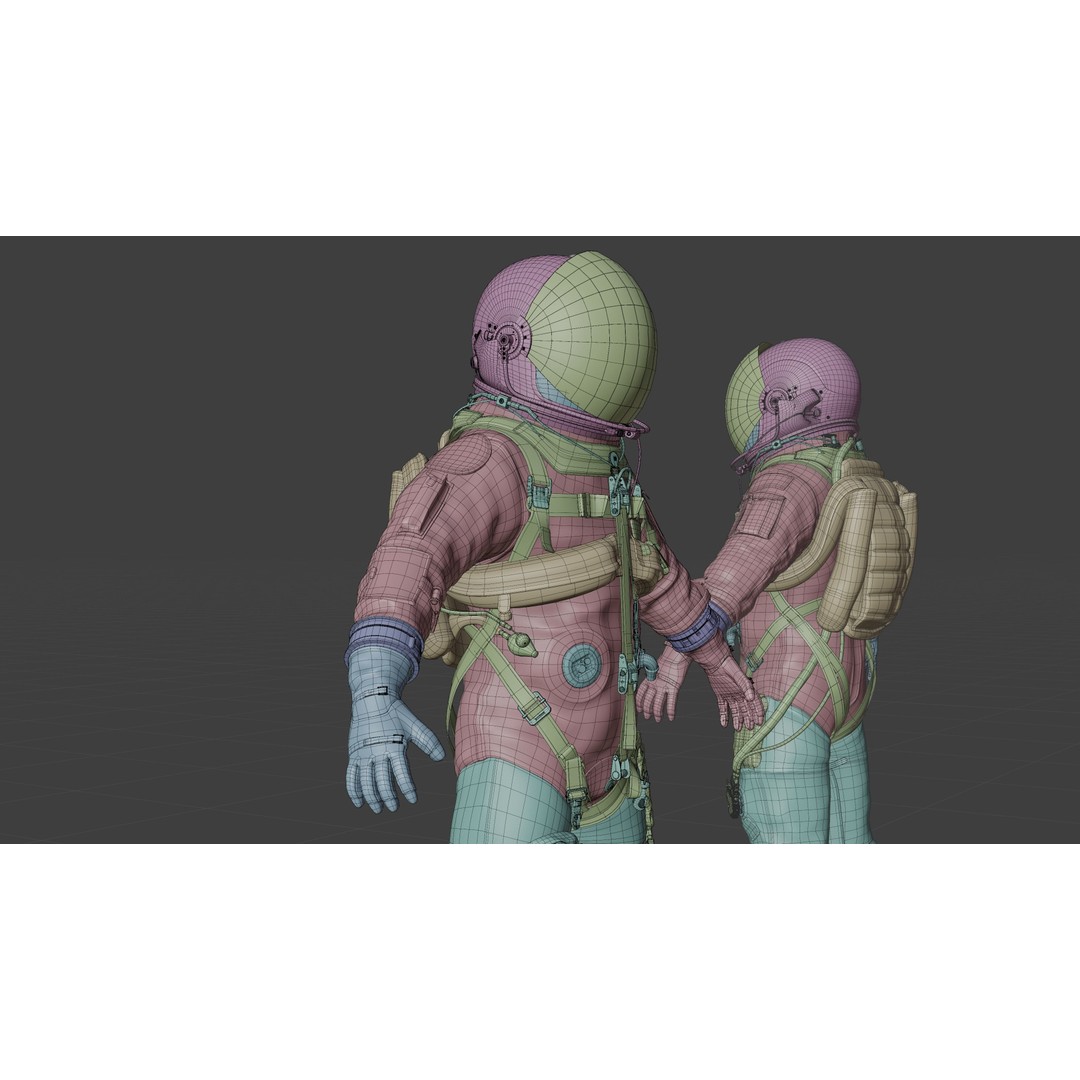 Orange ACES Spacesuit 3D Model – Low Poly Sci-Fi Character, PBR Textures - View 17