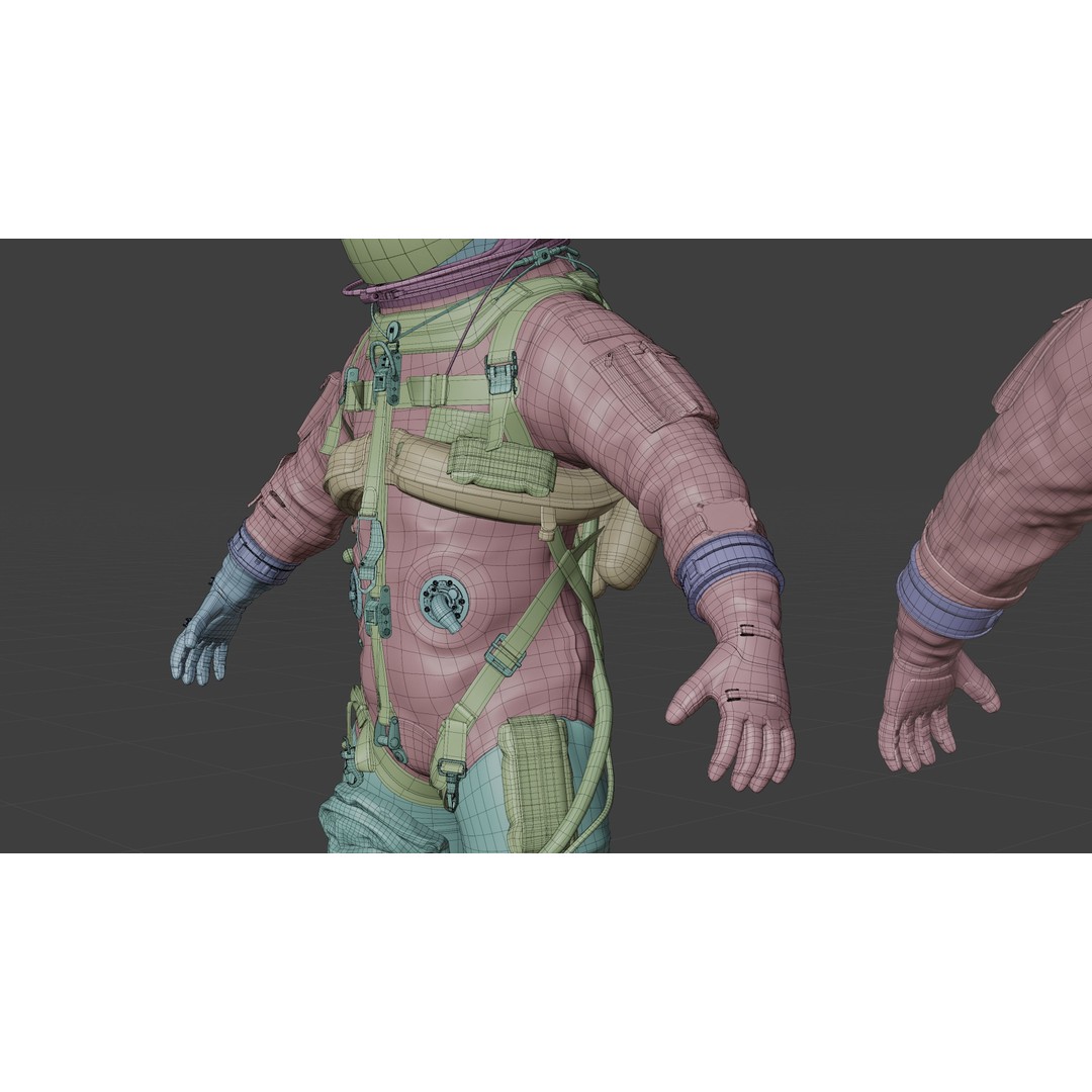 Orange ACES Spacesuit 3D Model – Low Poly Sci-Fi Character, PBR Textures - View 18