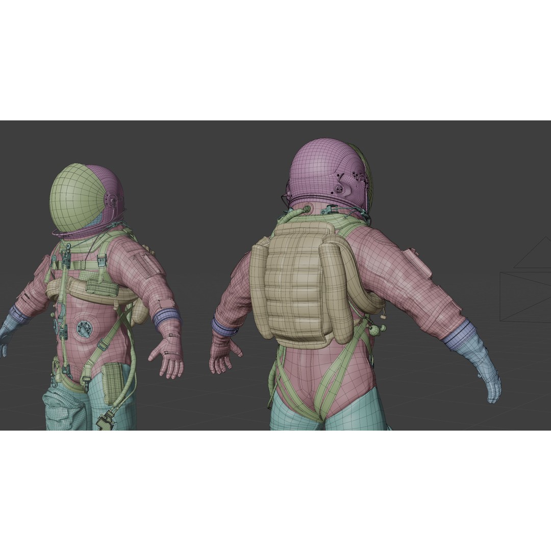 Orange ACES Spacesuit 3D Model – Low Poly Sci-Fi Character, PBR Textures - View 19