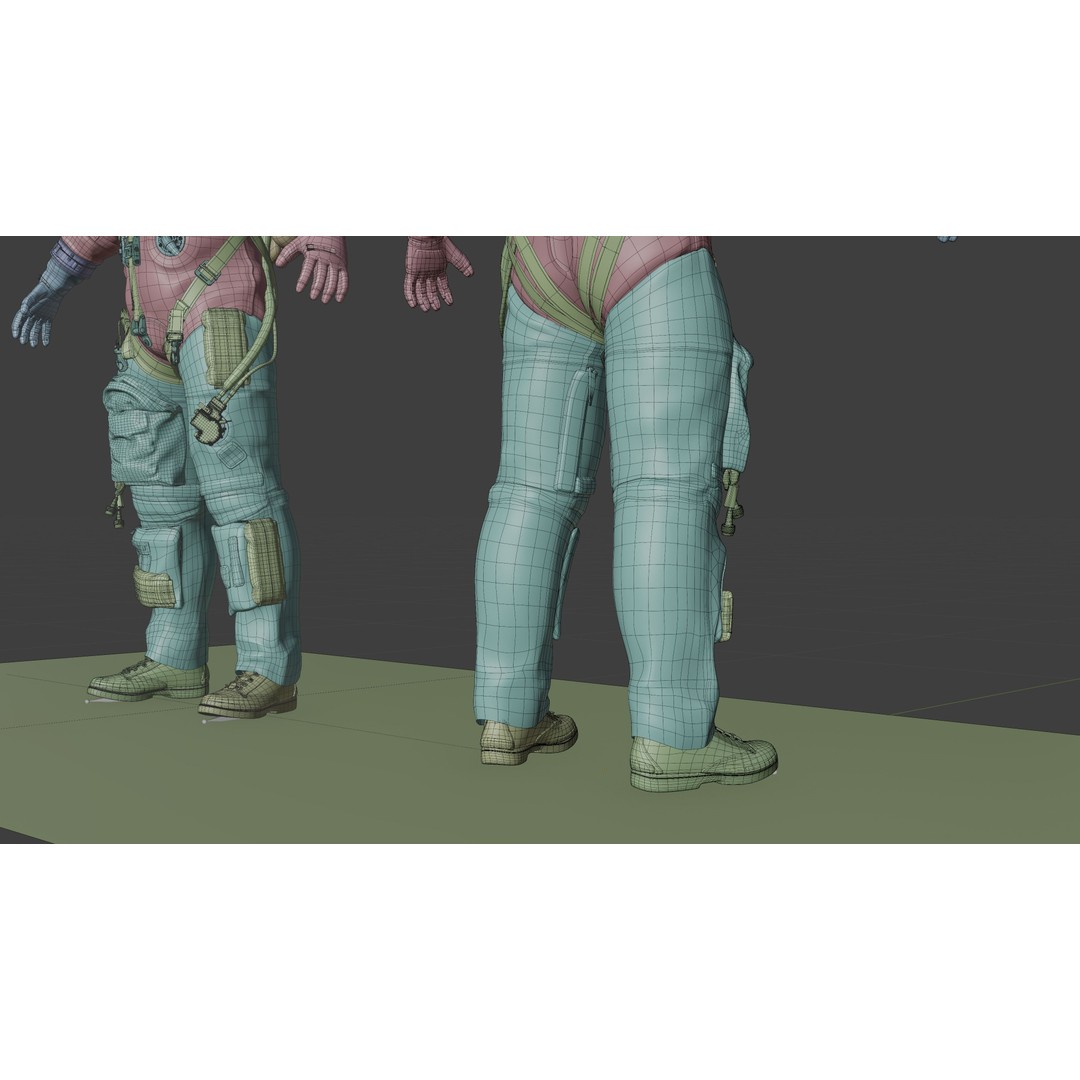 Orange ACES Spacesuit 3D Model – Low Poly Sci-Fi Character, PBR Textures - View 20