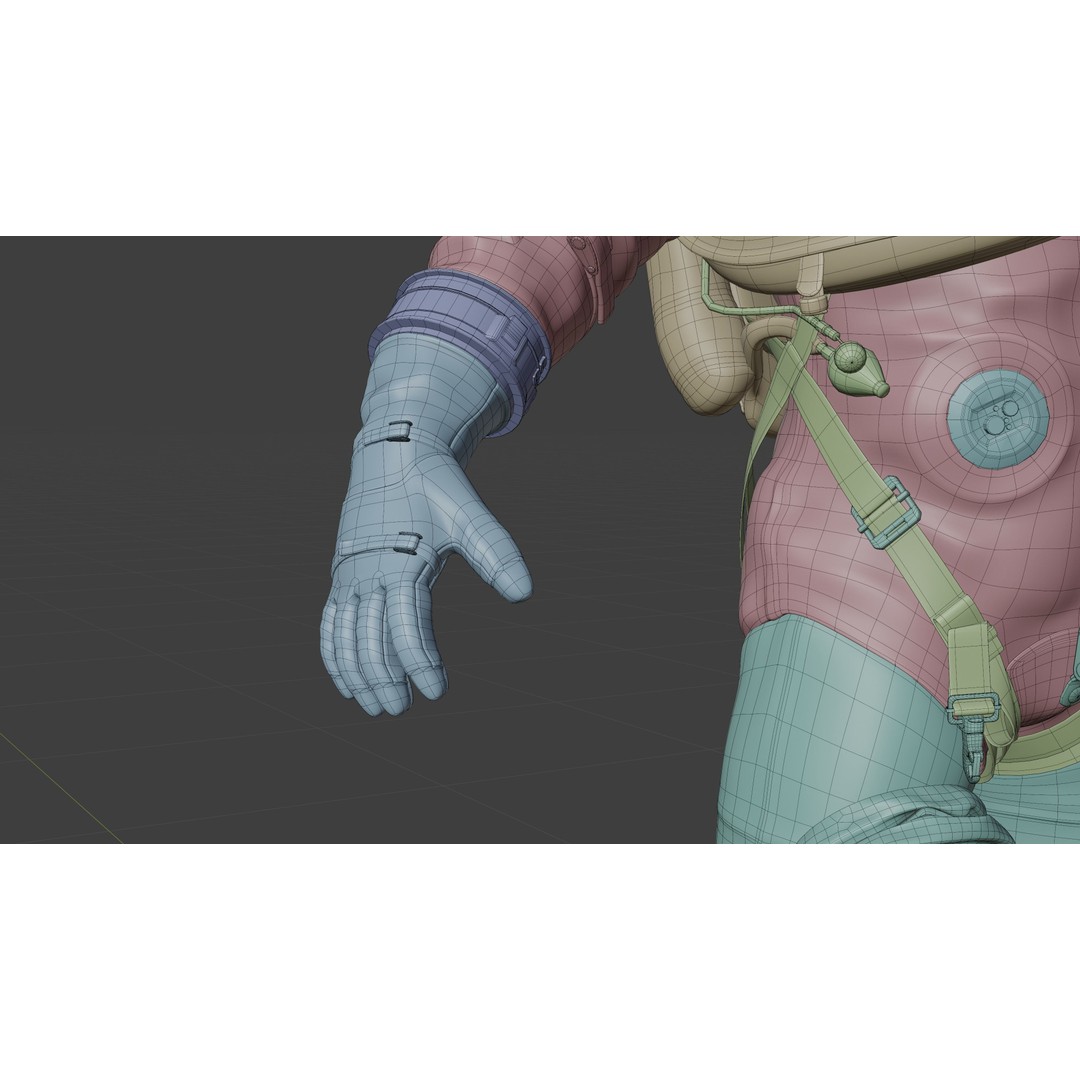 Orange ACES Spacesuit 3D Model – Low Poly Sci-Fi Character, PBR Textures - View 23