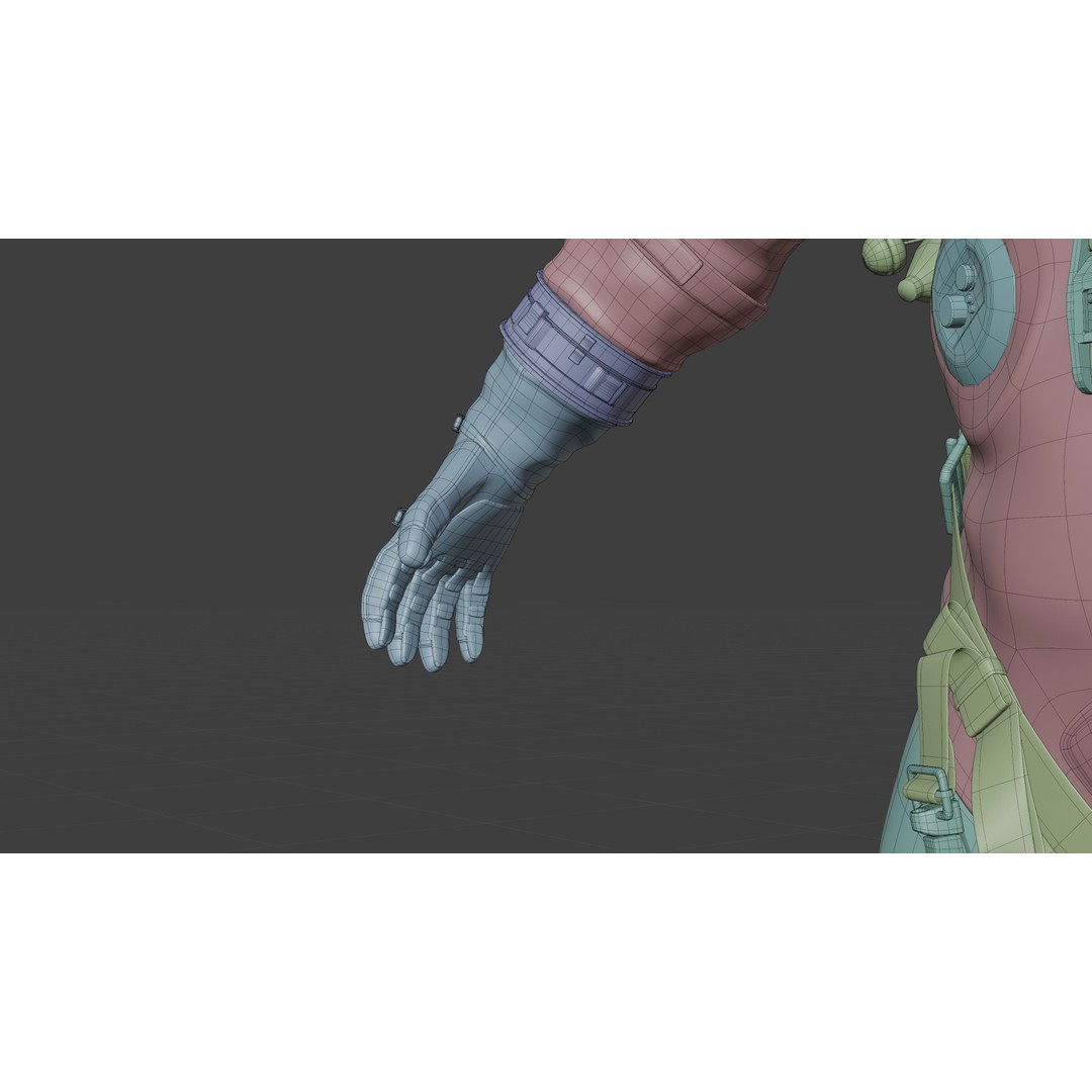 Orange ACES Spacesuit 3D Model – Low Poly Sci-Fi Character, PBR Textures - View 24