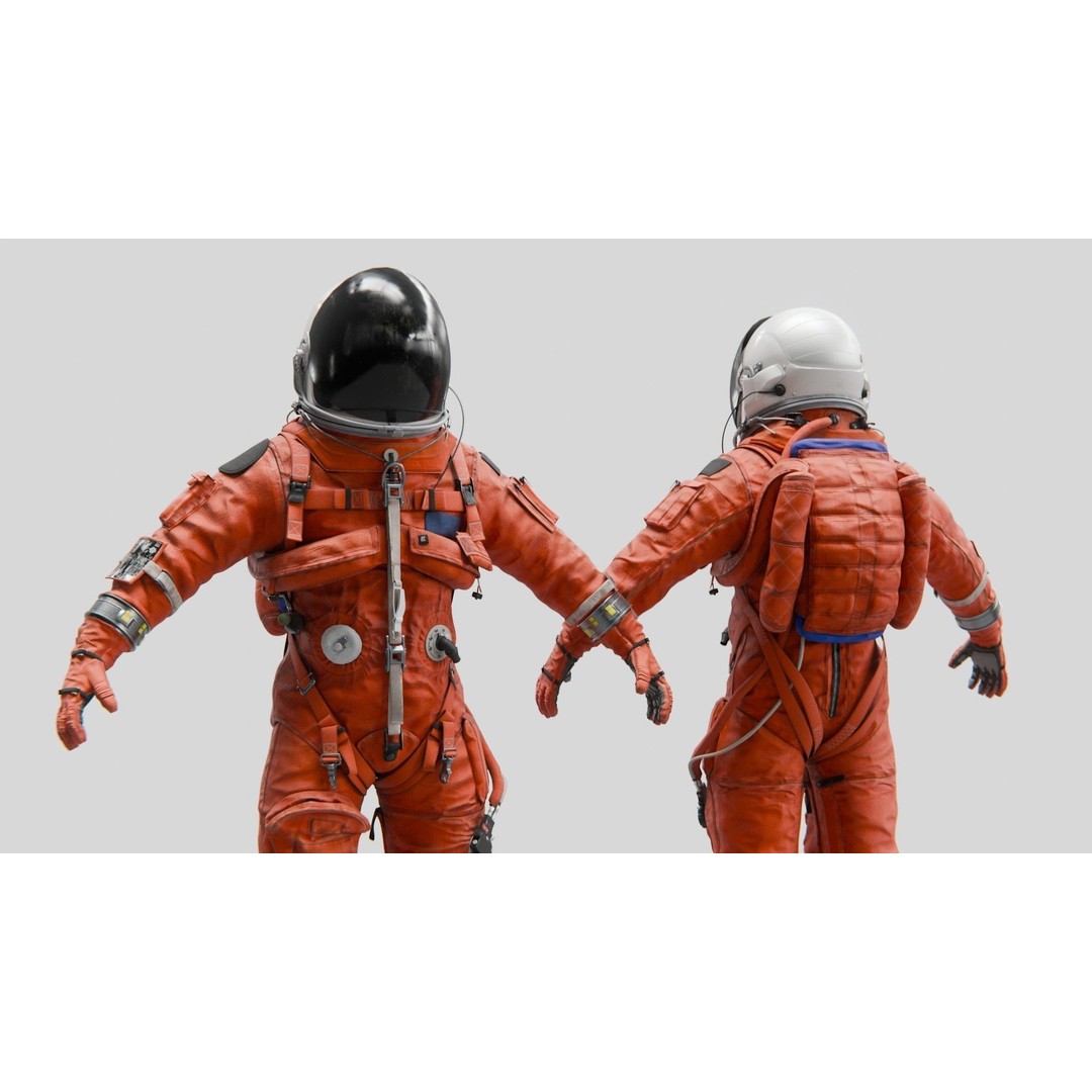 Orange ACES Spacesuit 3D Model – Low Poly Sci-Fi Character, PBR Textures - View 3