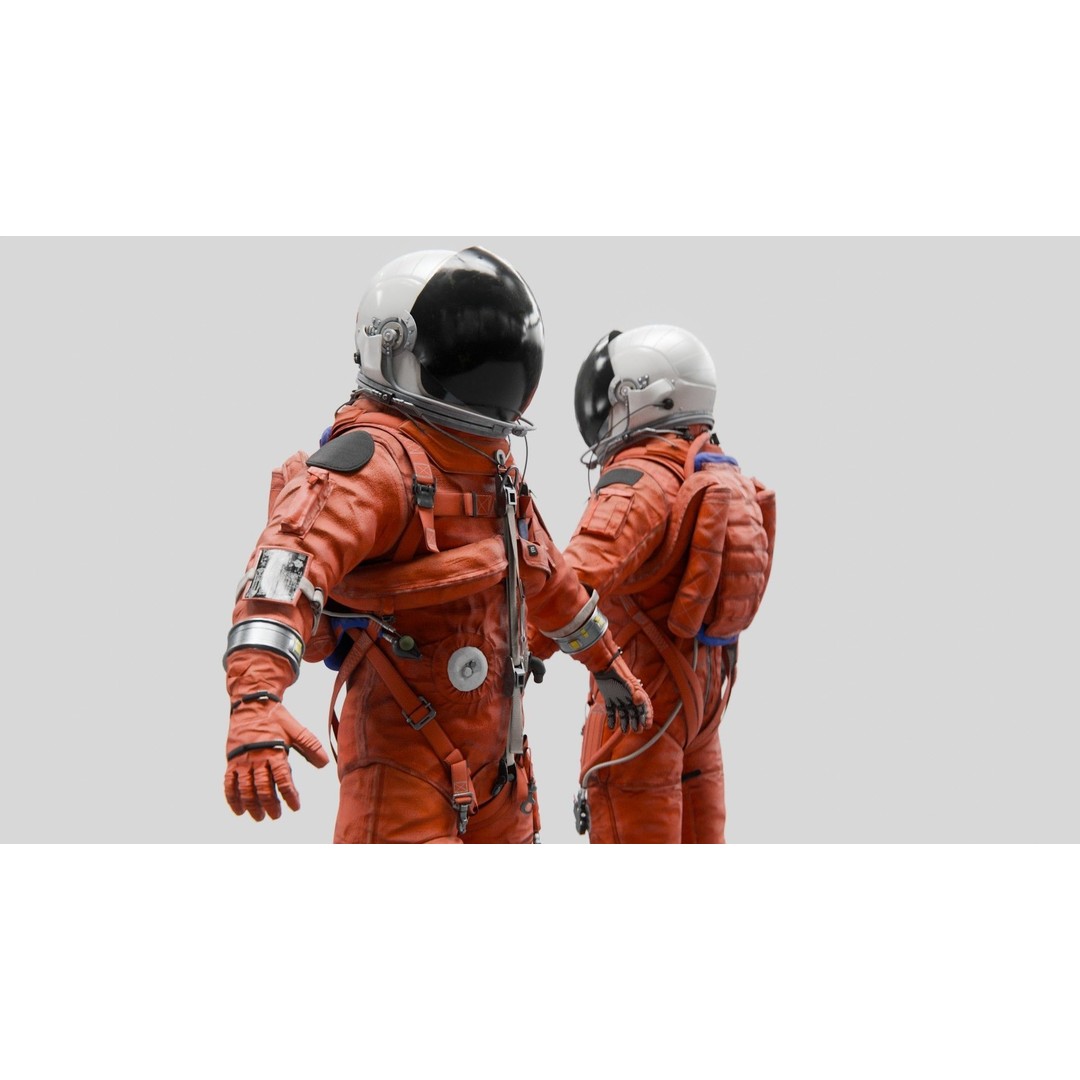 Orange ACES Spacesuit 3D Model – Low Poly Sci-Fi Character, PBR Textures - View 4