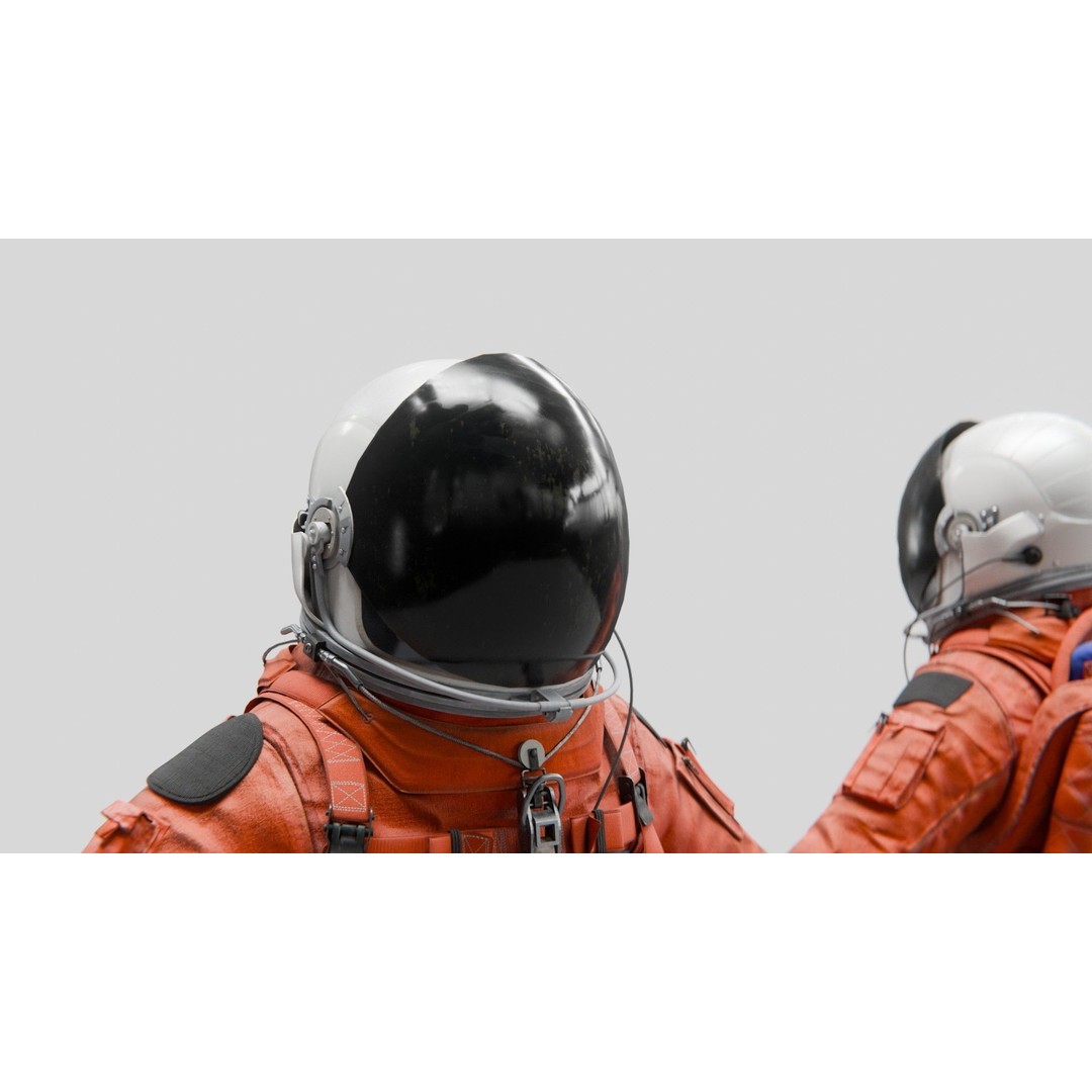 Orange ACES Spacesuit 3D Model – Low Poly Sci-Fi Character, PBR Textures - View 6