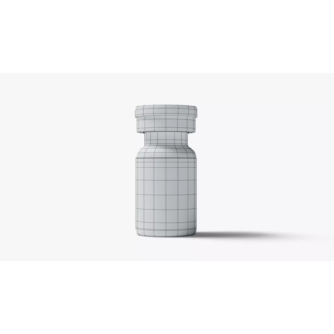 Injection Vial Glass Bottle 3D Model – High Quality Mockup, PBR Textures
