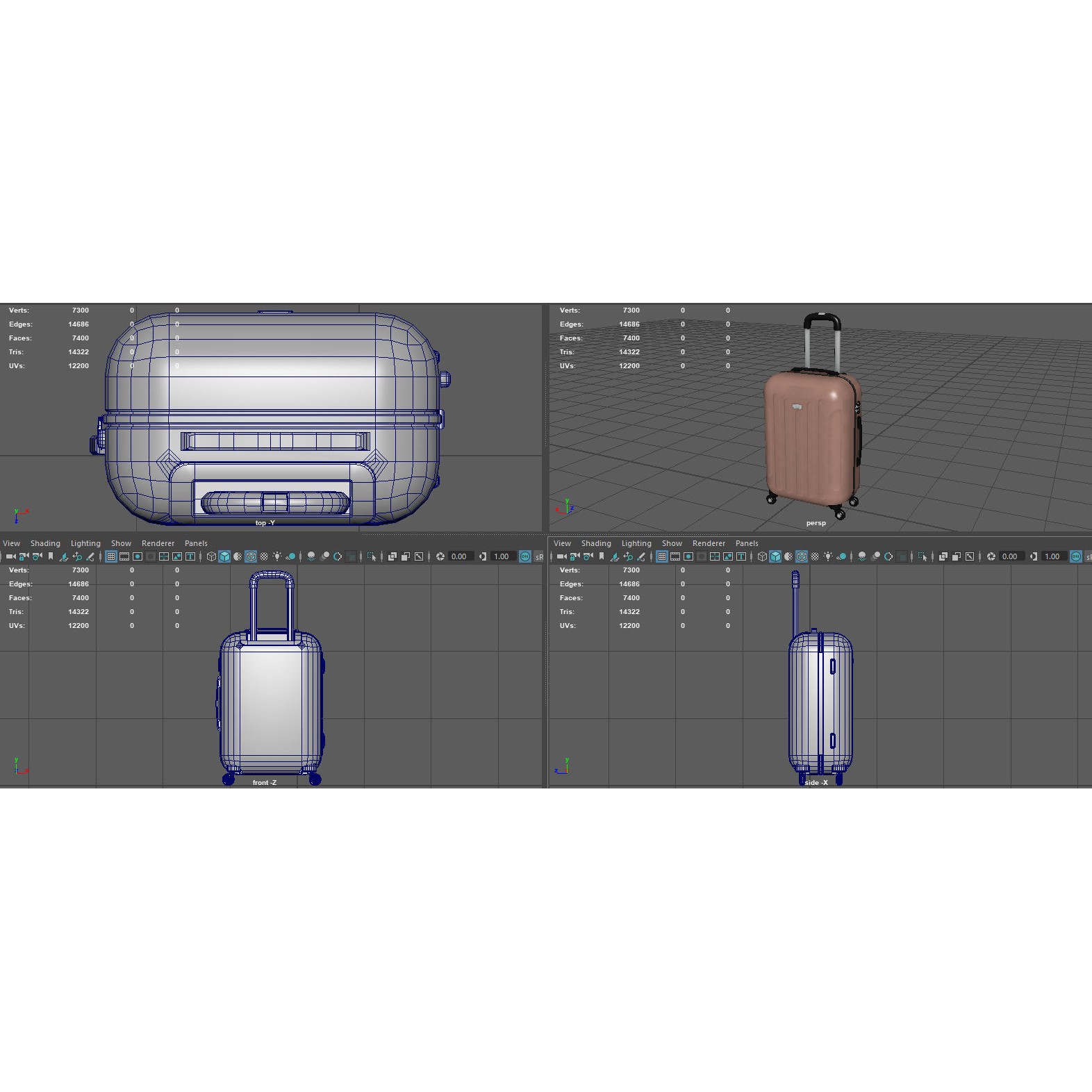 Suitcare Suitcase on Wheels - Low-Poly Game-Ready 3D Model