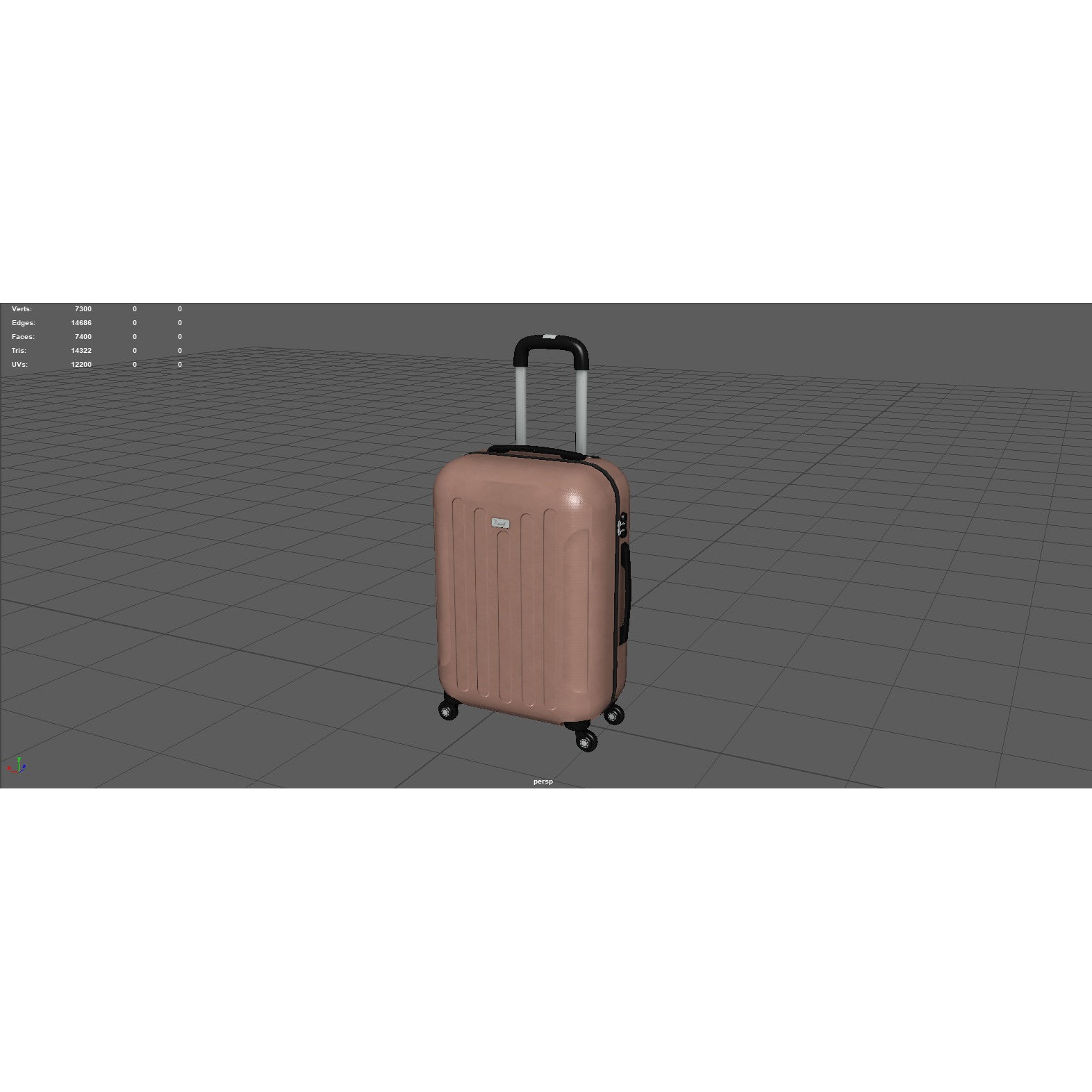 Suitcare Suitcase on Wheels - Low-Poly Game-Ready 3D Model - View 11