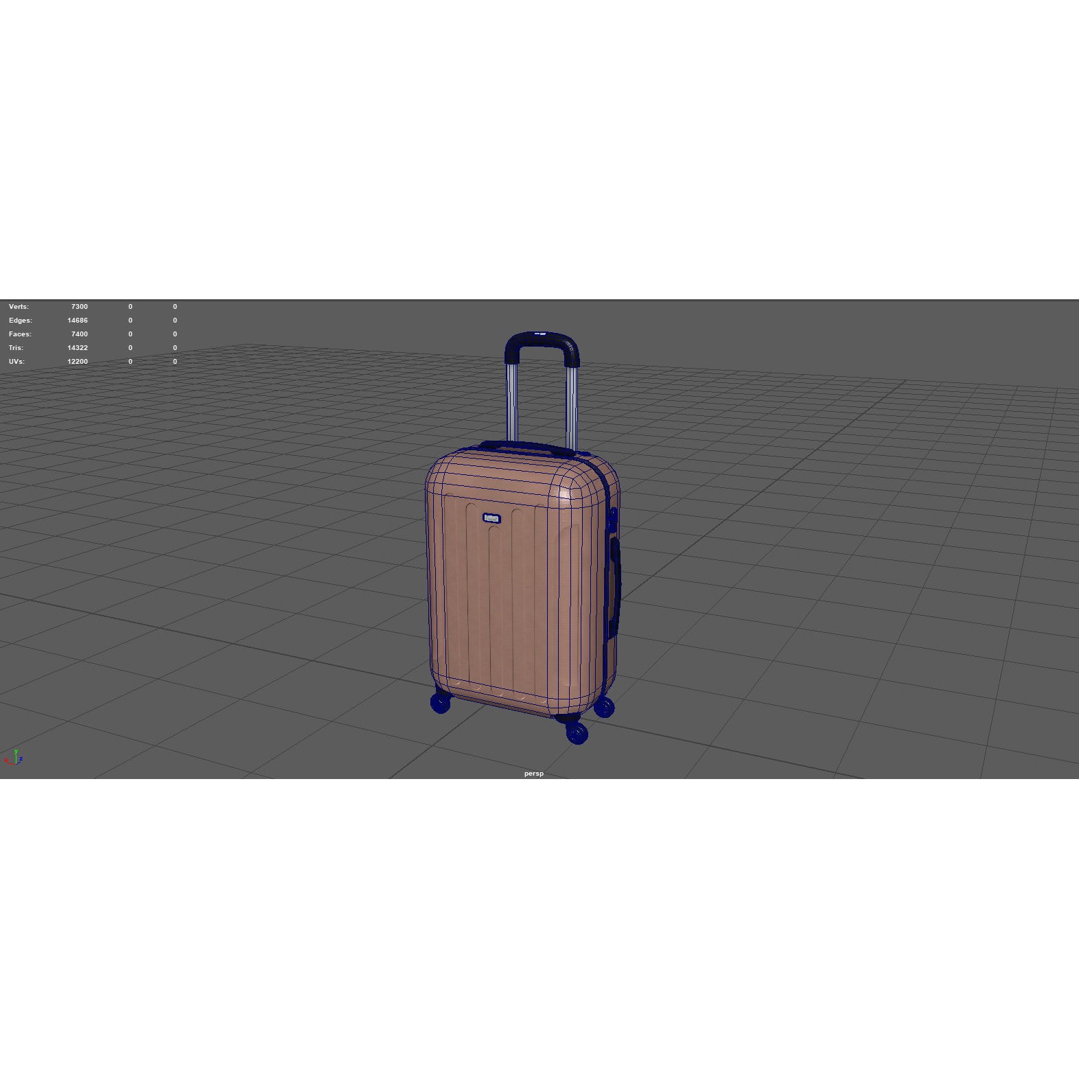Suitcare Suitcase on Wheels - Low-Poly Game-Ready 3D Model - View 14