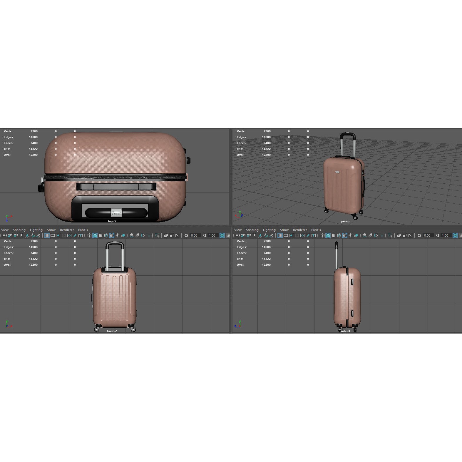 Suitcare Suitcase on Wheels - Low-Poly Game-Ready 3D Model - View 15