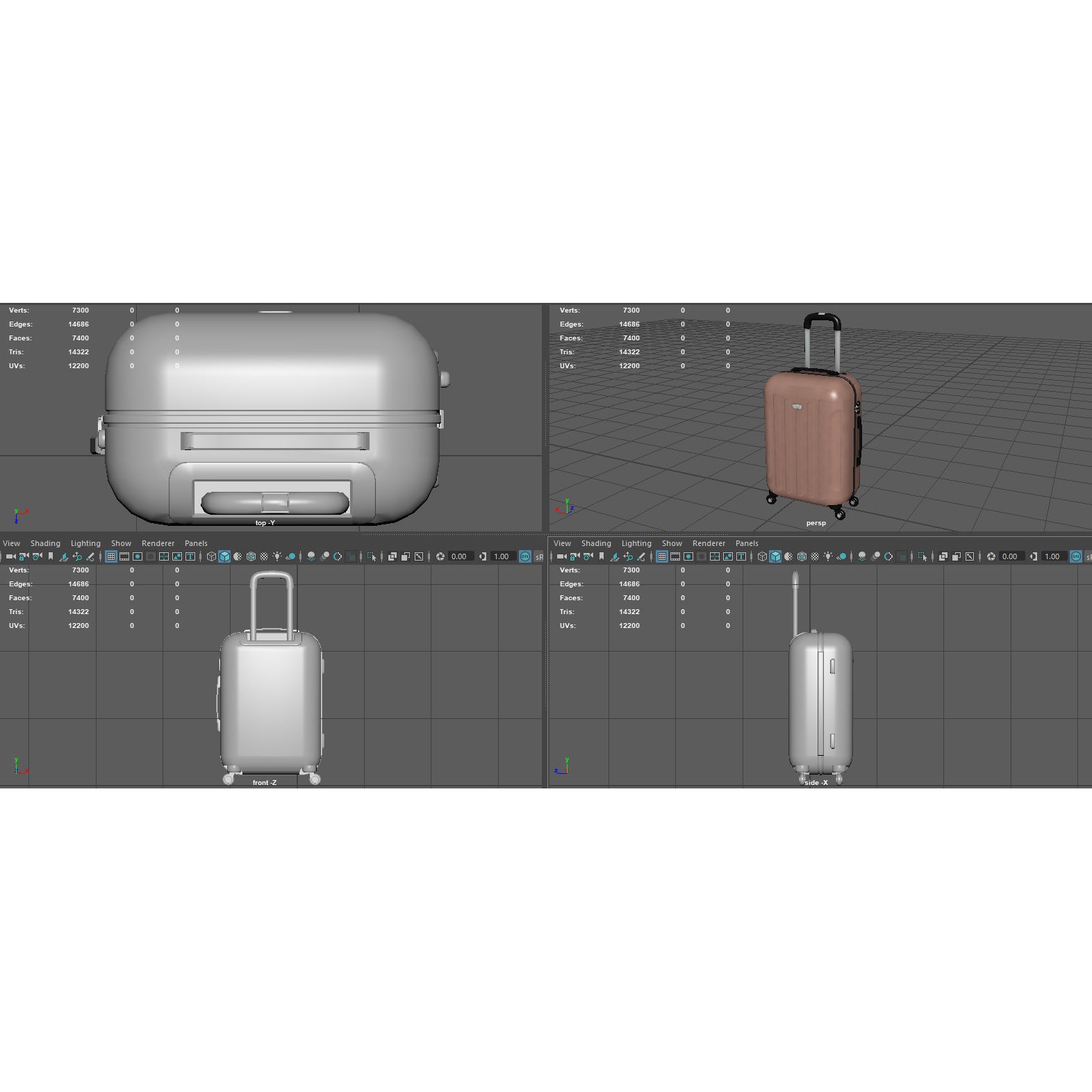Suitcare Suitcase on Wheels - Low-Poly Game-Ready 3D Model - View 16