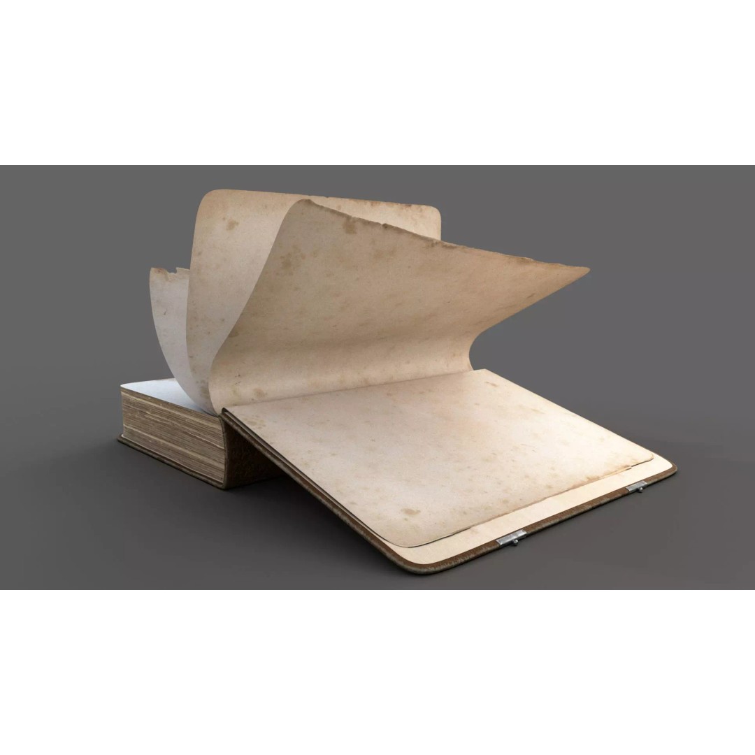 Old Book 3D Model – Rigged Animated Low-Poly with PBR Textures - View 15