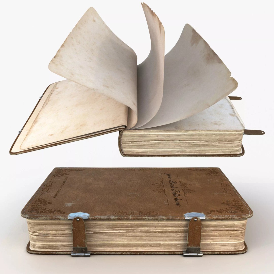Old Book 3D Model – Rigged Animated Low-Poly with PBR Textures - View 2