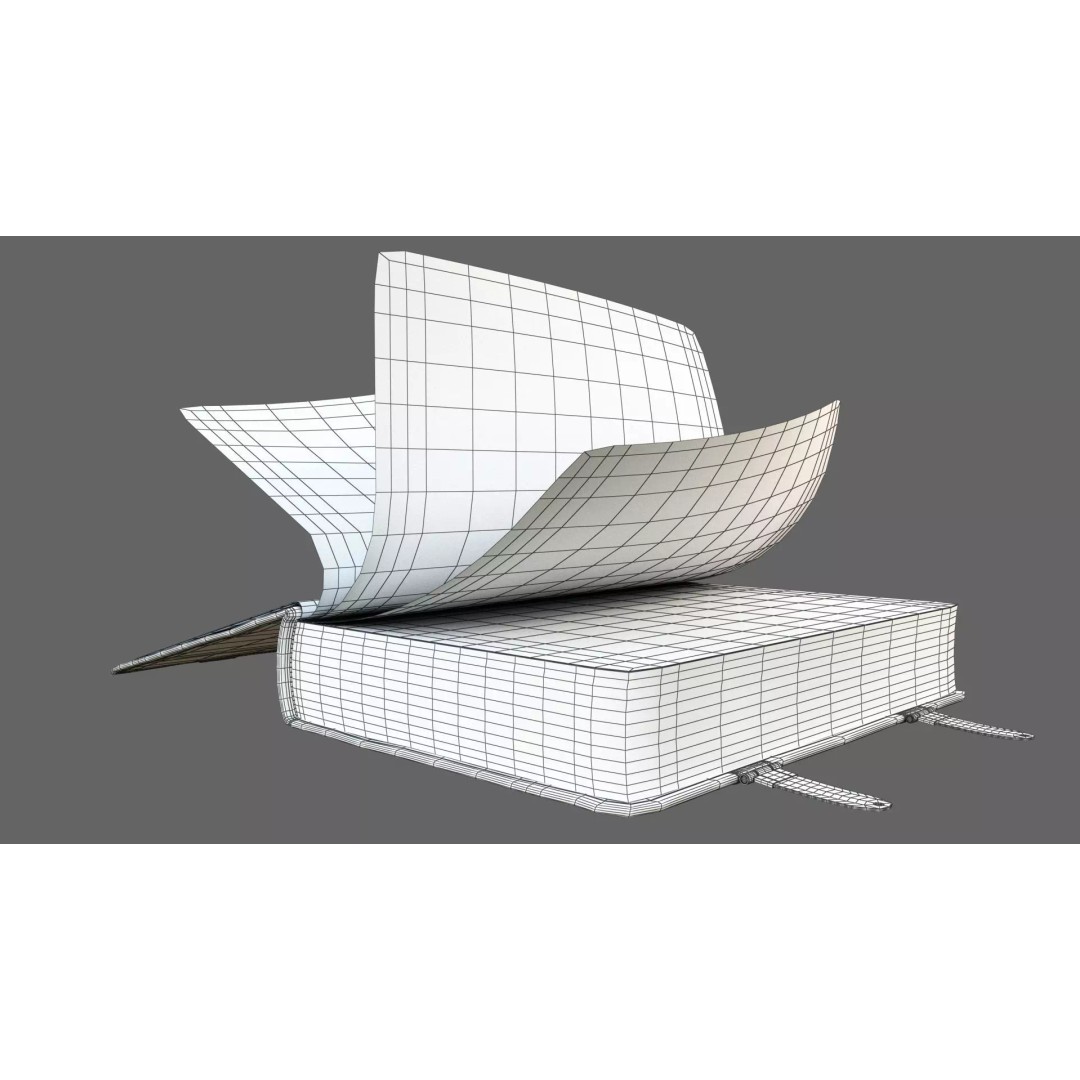 Old Book 3D Model – Rigged Animated Low-Poly with PBR Textures - View 35