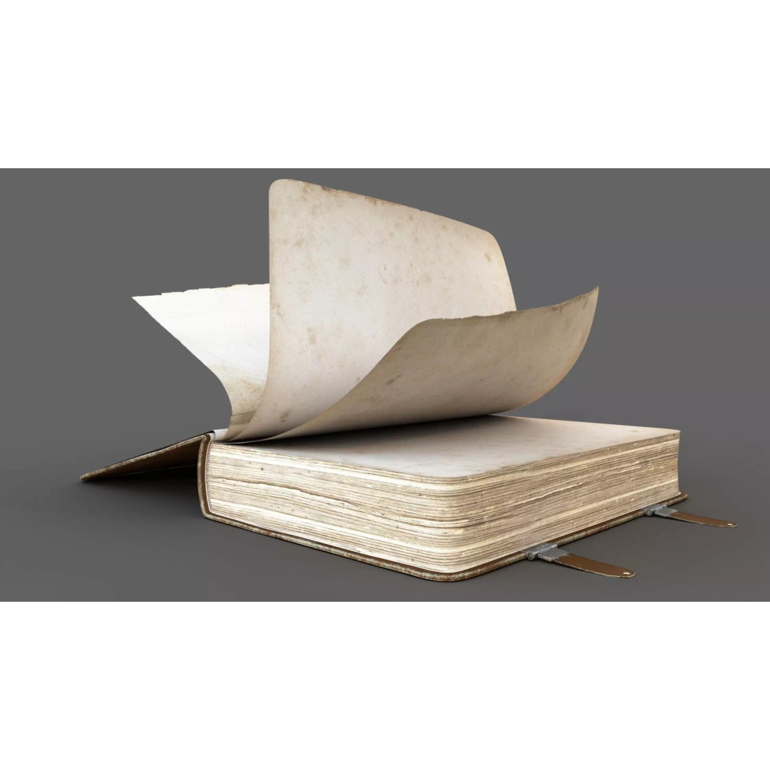 Old Book 3D Model – Rigged Animated Low-Poly with PBR Textures - View 5