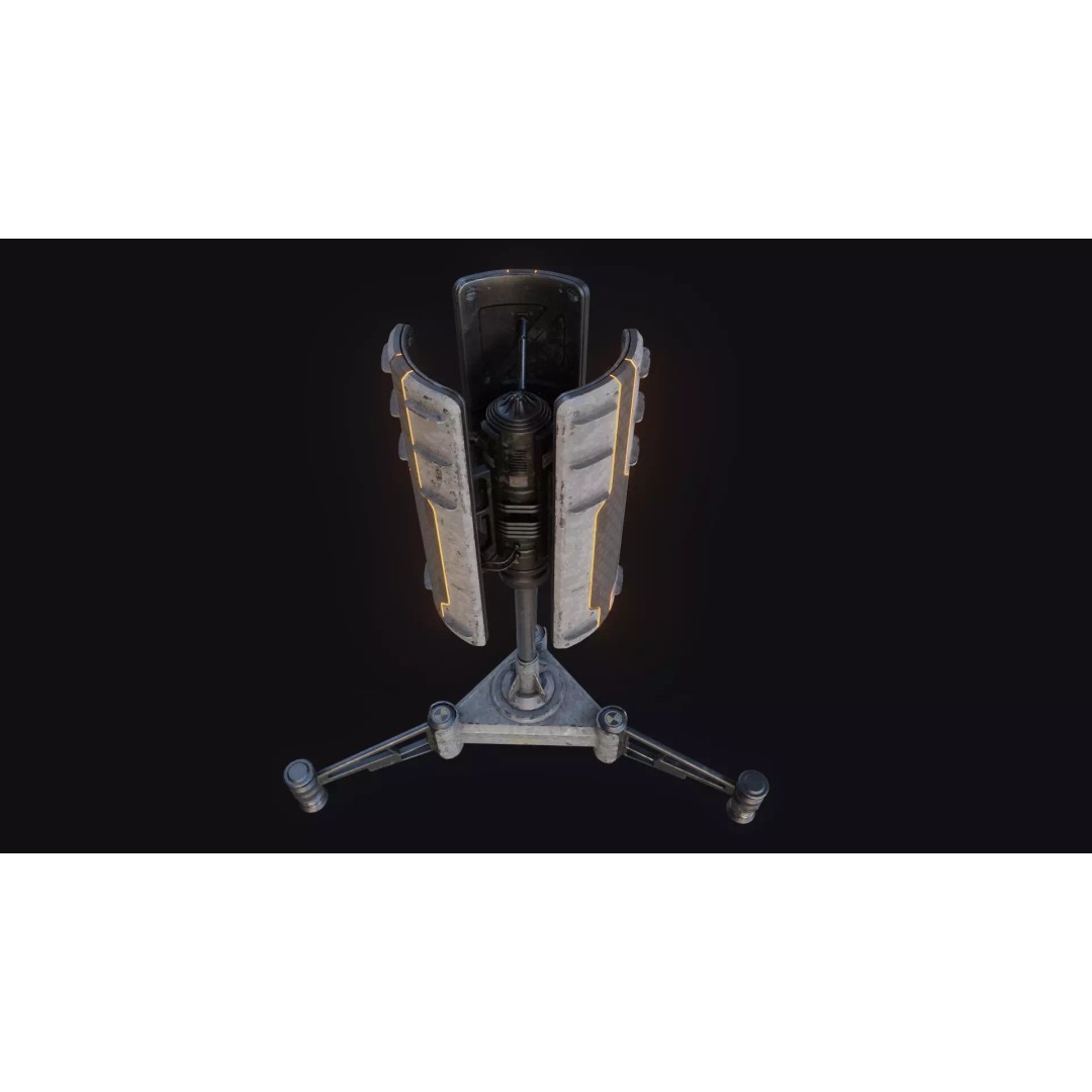 Sci-Fi Radar 3D Model – Low Poly Game Asset, PBR Textures, FBX - View 7