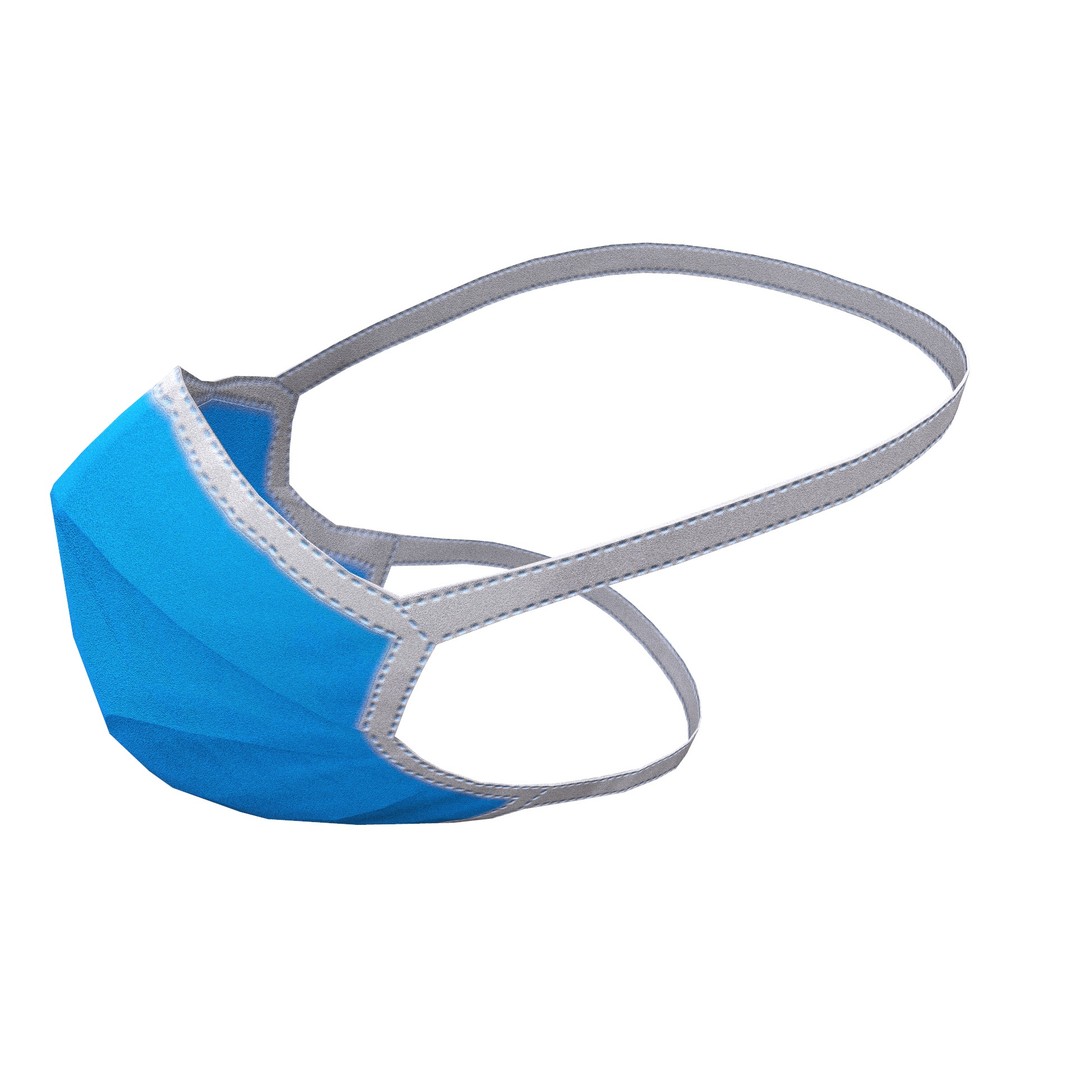 Disposable Surgical Mask 3D Model – Low Poly PBR Asset, FBX, OBJ - View 12