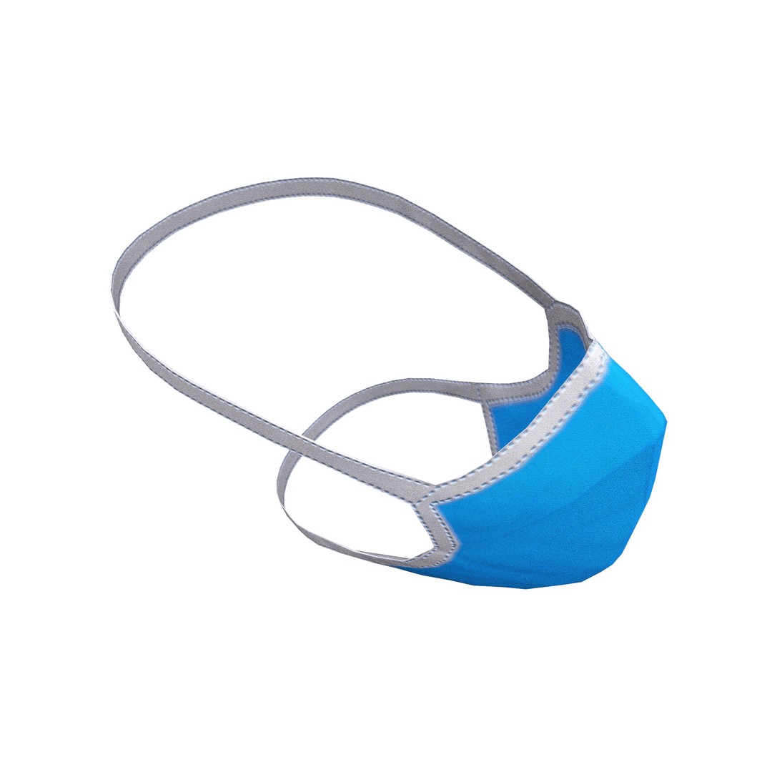 Disposable Surgical Mask 3D Model – Low Poly PBR Asset, FBX, OBJ - View 13