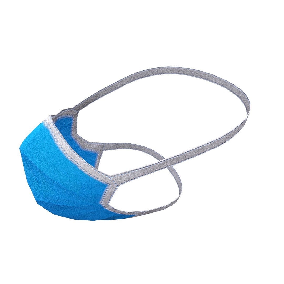 Disposable Surgical Mask 3D Model – Low Poly PBR Asset, FBX, OBJ - View 14