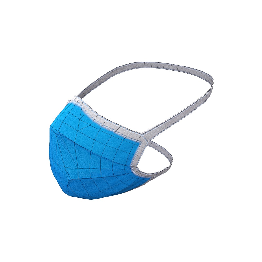 Disposable Surgical Mask 3D Model – Low Poly PBR Asset, FBX, OBJ - View 20