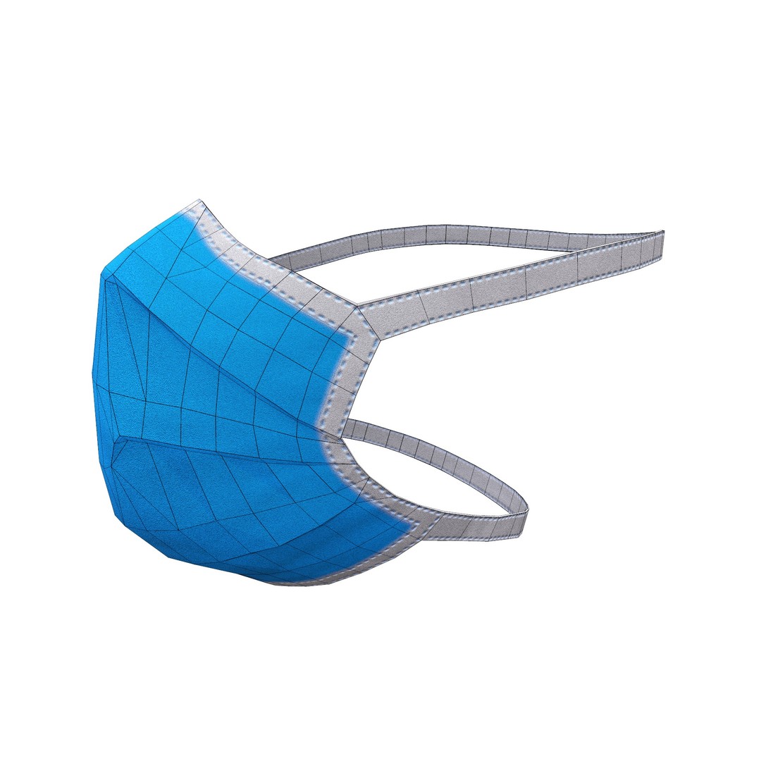 Disposable Surgical Mask 3D Model – Low Poly PBR Asset, FBX, OBJ - View 21