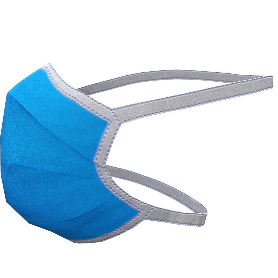 Disposable Surgical Mask 3D Model – Low Poly PBR Asset, FBX, OBJ - View 8