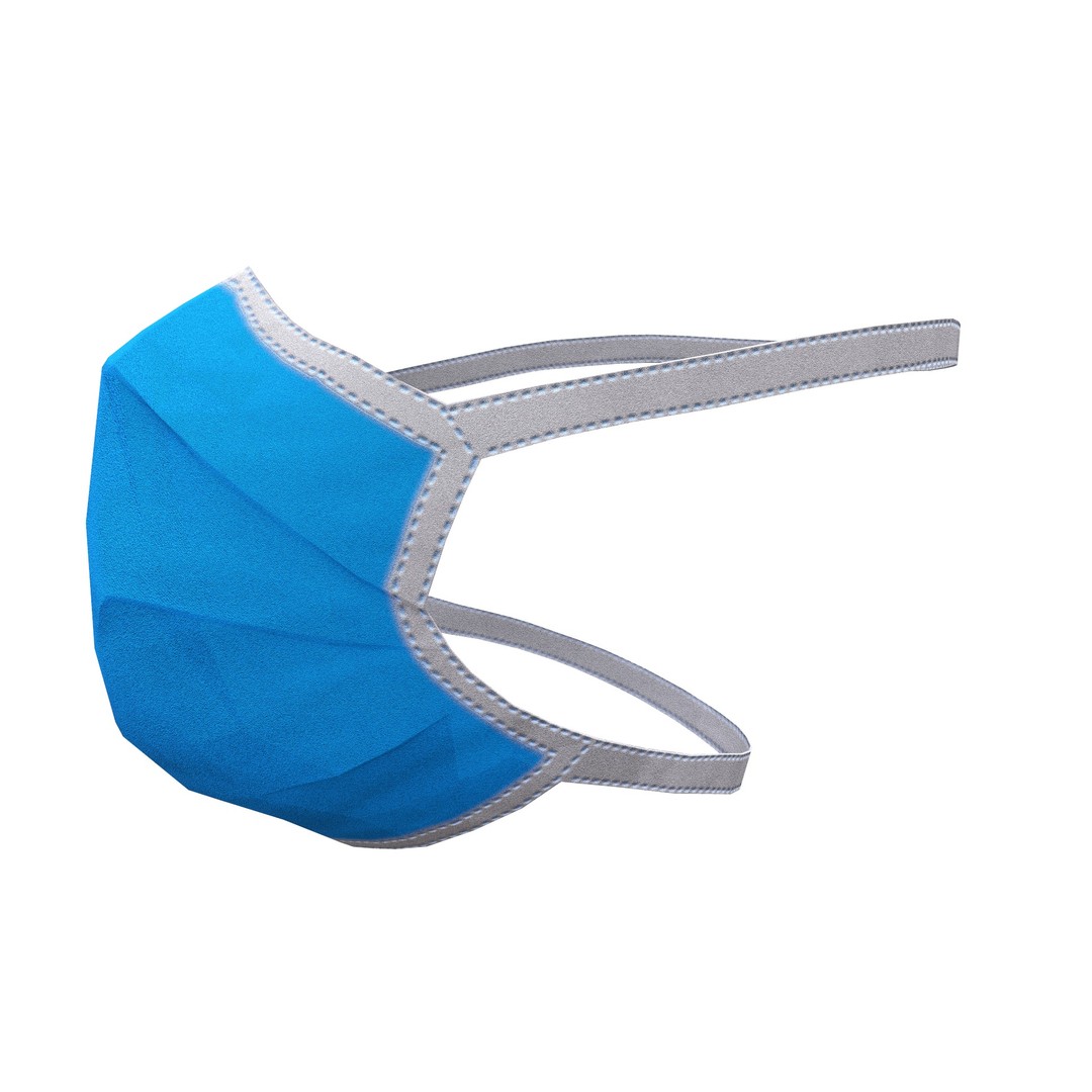 Disposable Surgical Mask 3D Model – Low Poly PBR Asset, FBX, OBJ - View 9