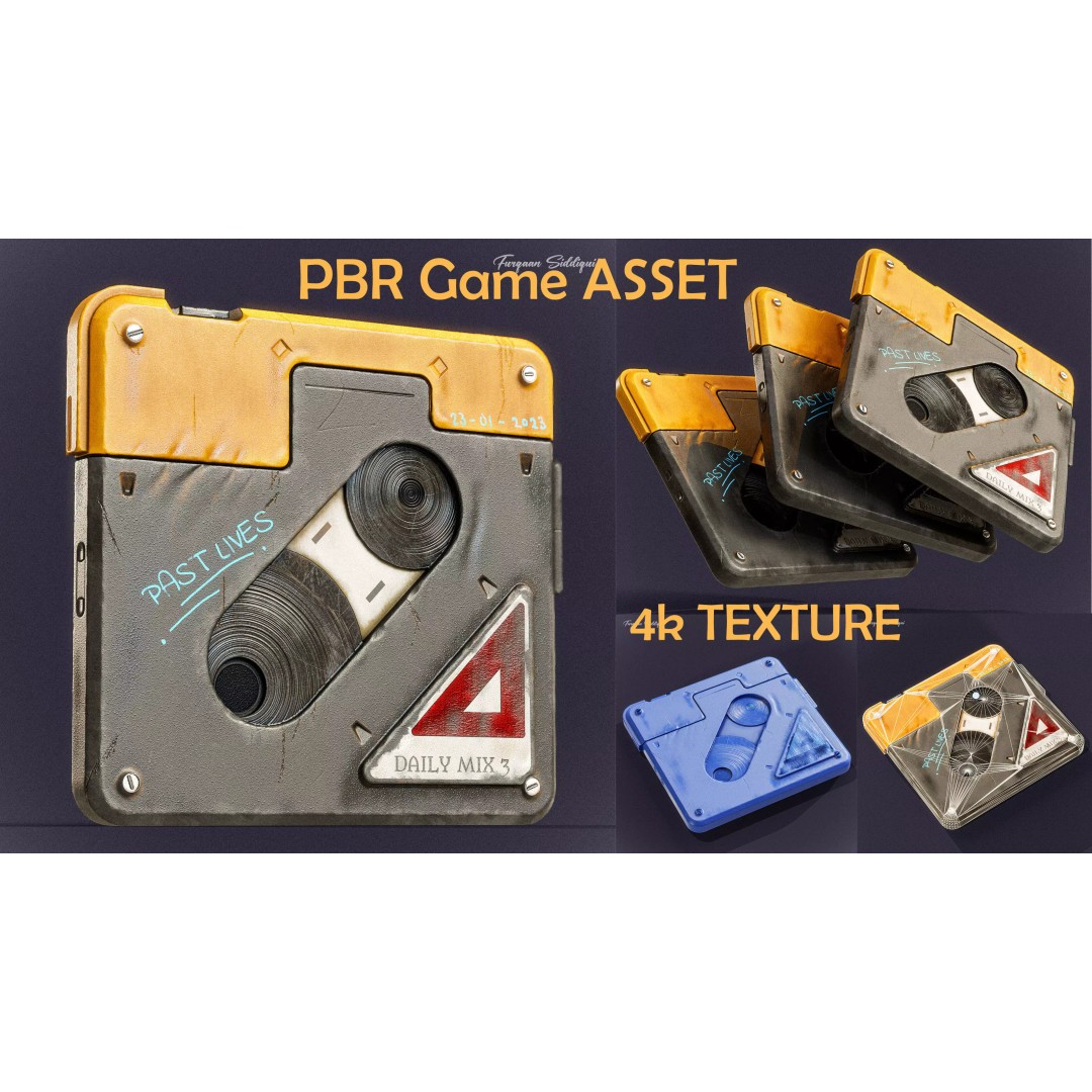 Sci-fi Retro Tape 3D Model – Low Poly PBR Game Asset, FBX - View 2