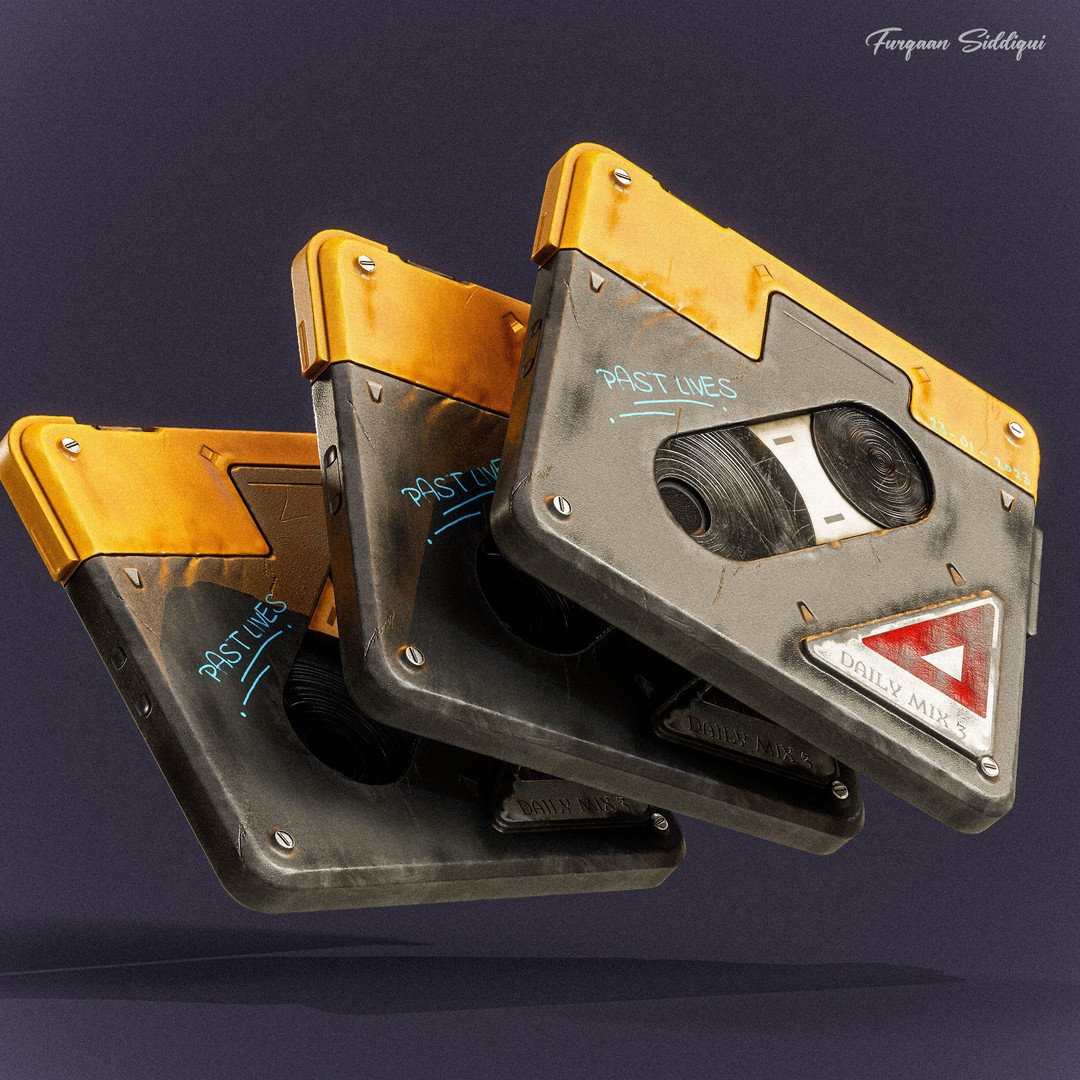 Sci-fi Retro Tape 3D Model – Low Poly PBR Game Asset, FBX - View 4