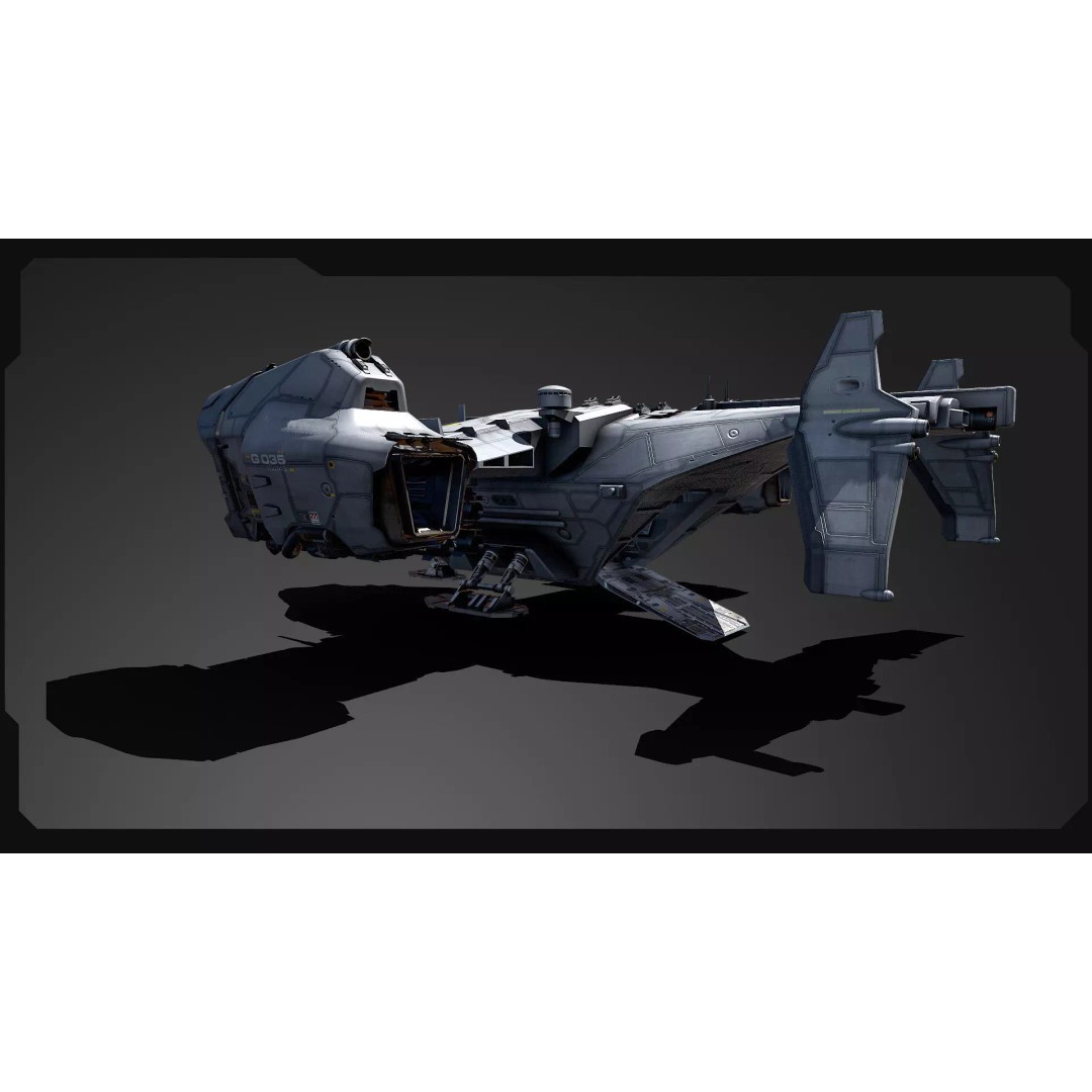SF Heavy Military Dropship 3D Model – Low Poly Sci-Fi Aircraft, FBX - View 10