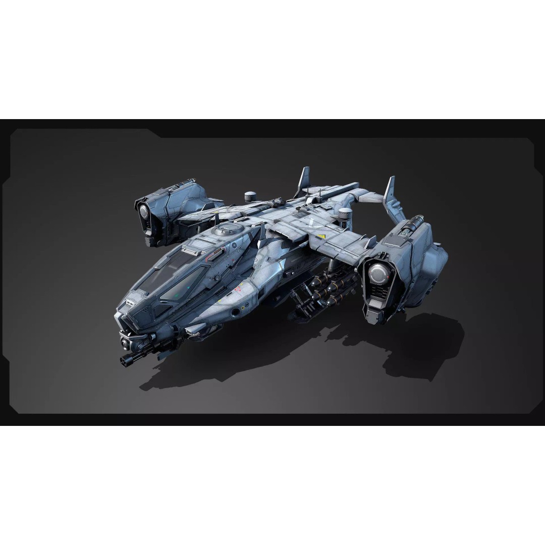 SF Heavy Military Dropship 3D Model – Low Poly Sci-Fi Aircraft, FBX - View 3