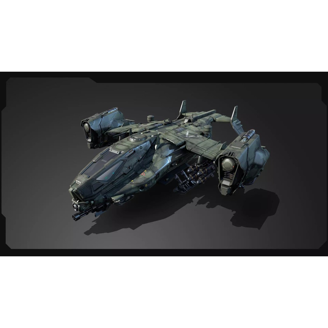 SF Heavy Military Dropship 3D Model – Low Poly Sci-Fi Aircraft, FBX - View 4