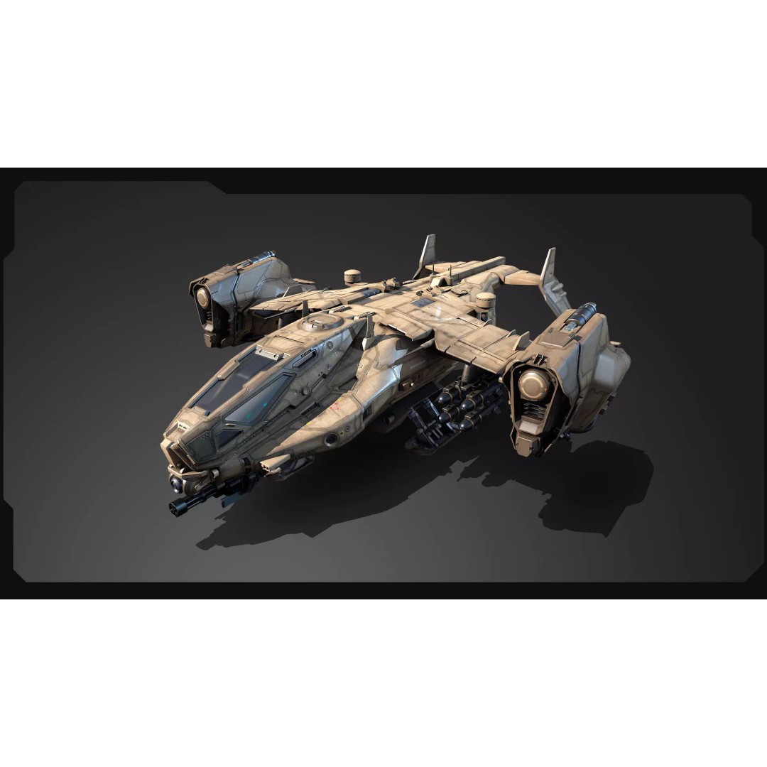 SF Heavy Military Dropship 3D Model – Low Poly Sci-Fi Aircraft, FBX - View 5
