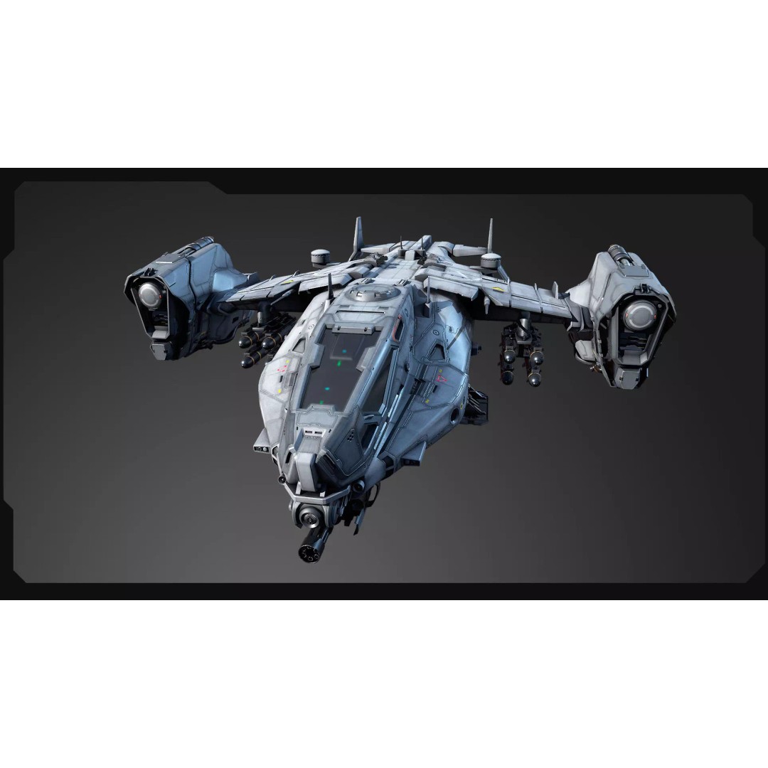 SF Heavy Military Dropship 3D Model – Low Poly Sci-Fi Aircraft, FBX - View 6