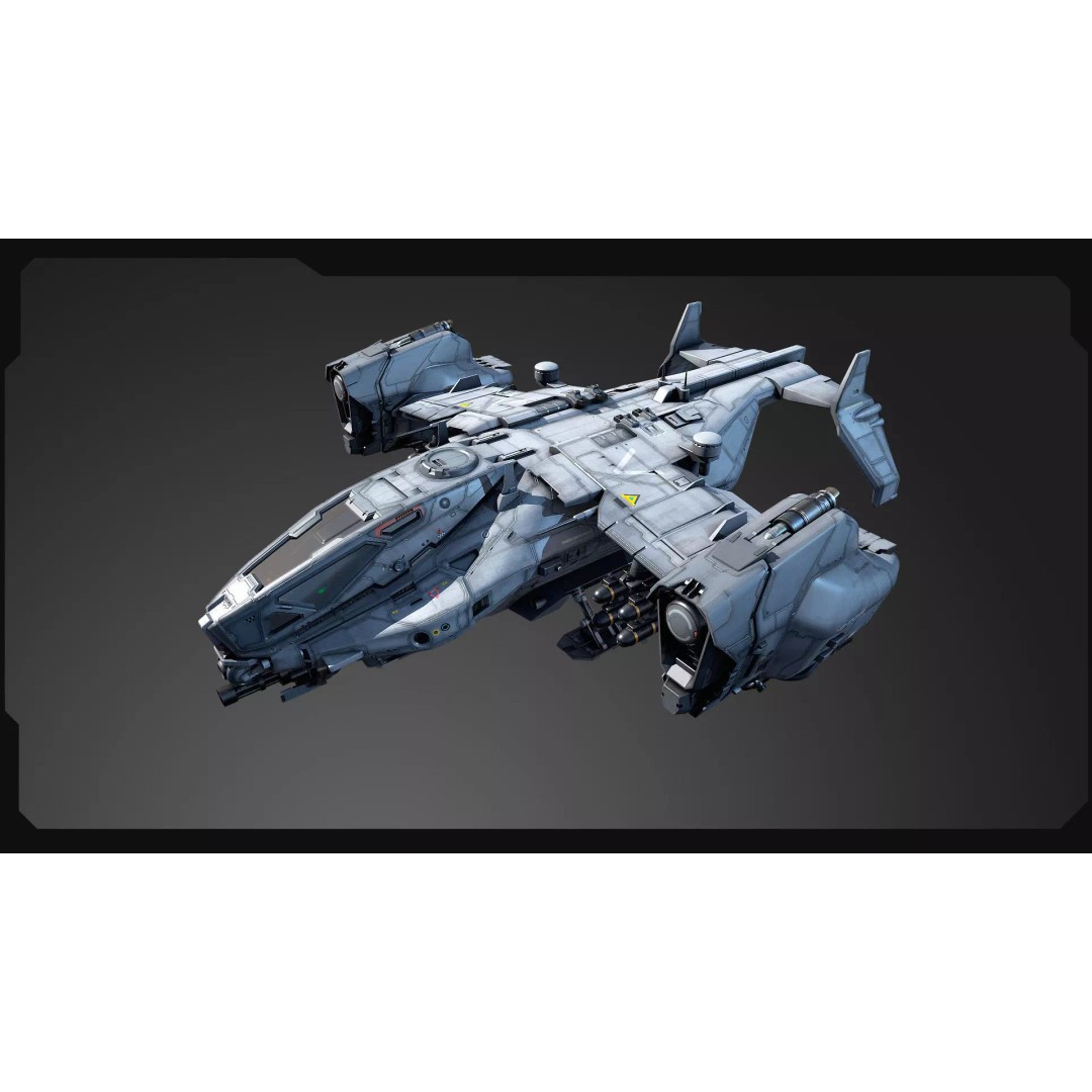 SF Heavy Military Dropship 3D Model – Low Poly Sci-Fi Aircraft, FBX - View 7