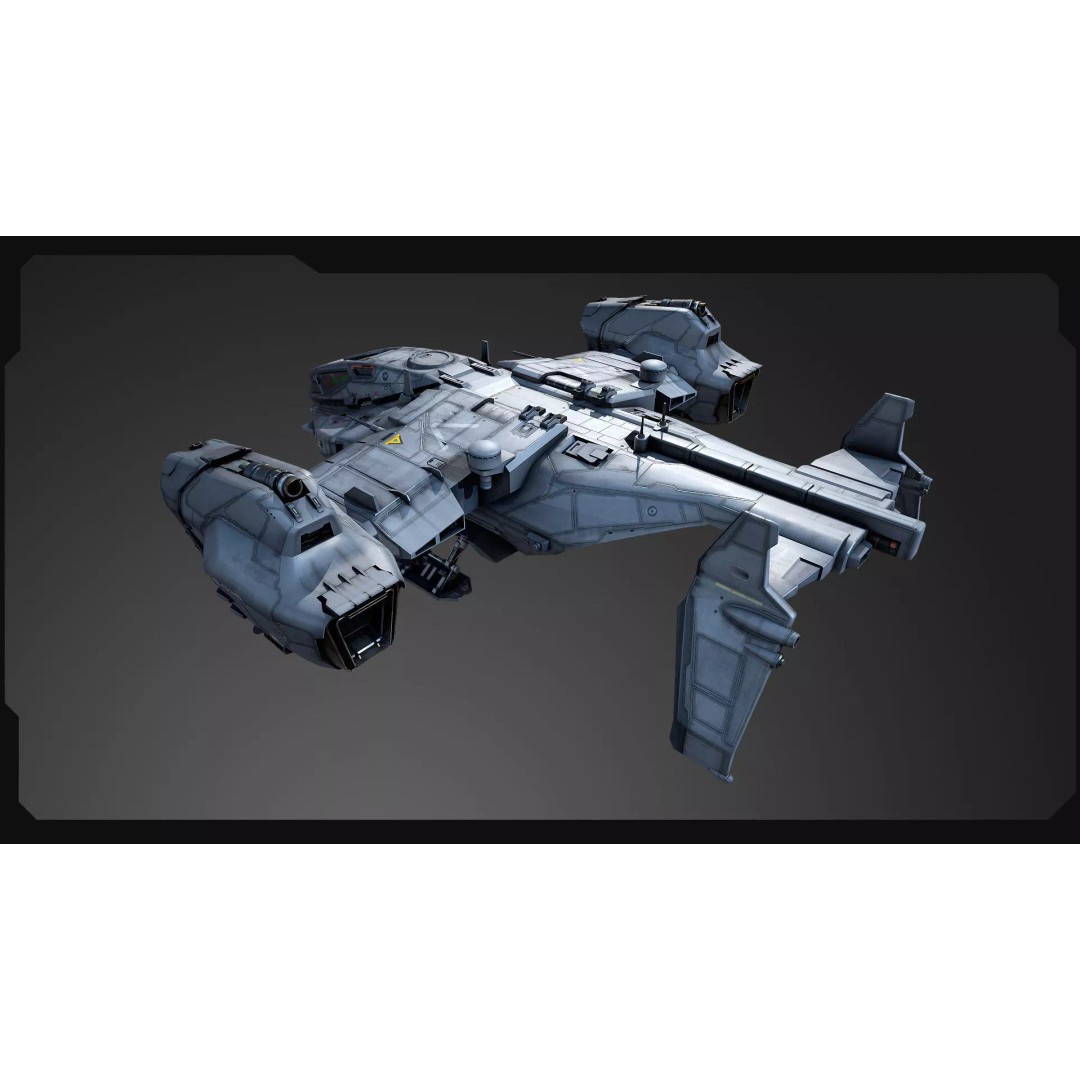 SF Heavy Military Dropship 3D Model – Low Poly Sci-Fi Aircraft, FBX - View 9