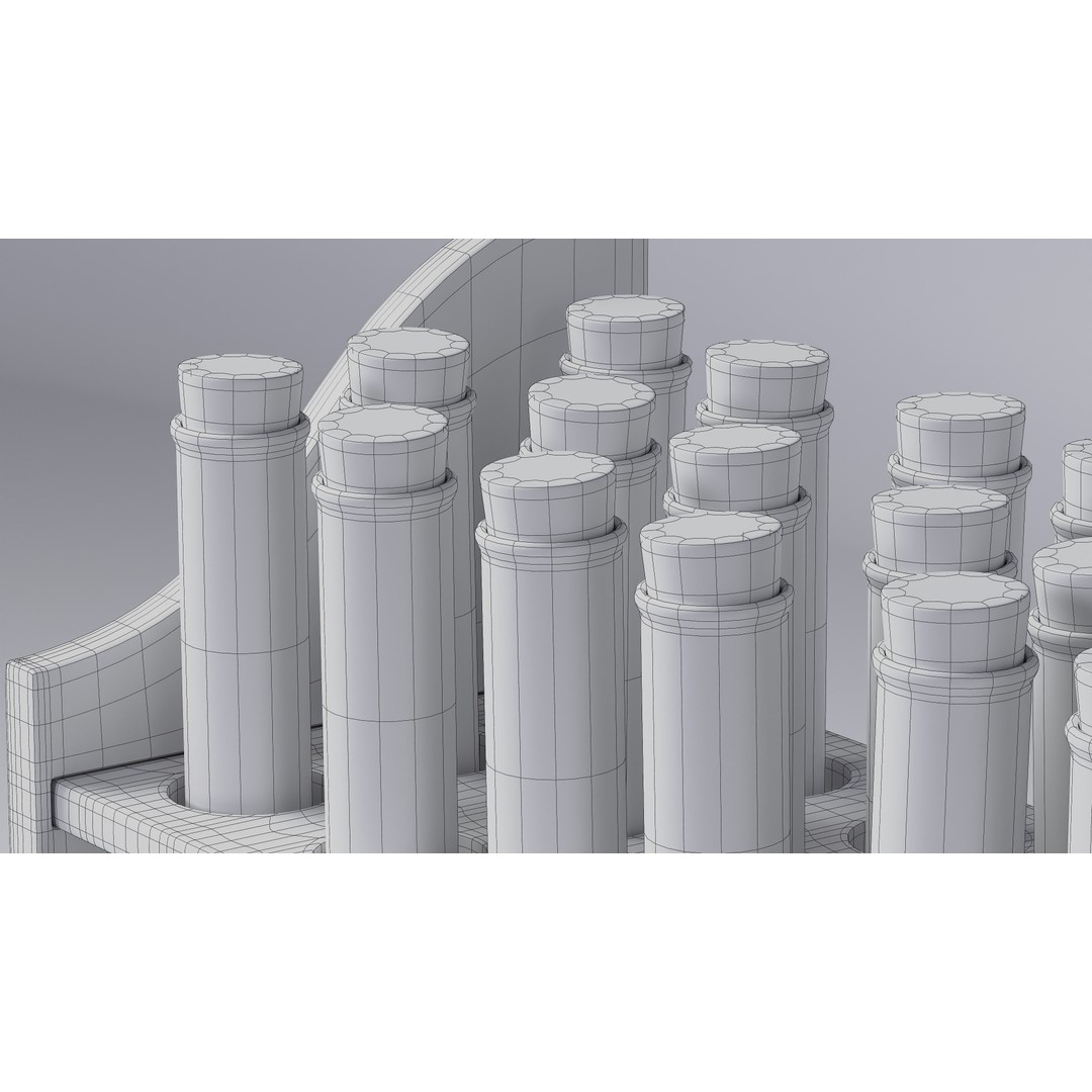 Wooden Test Tube Rack 3D Model – Vintage Laboratory Asset, FBX