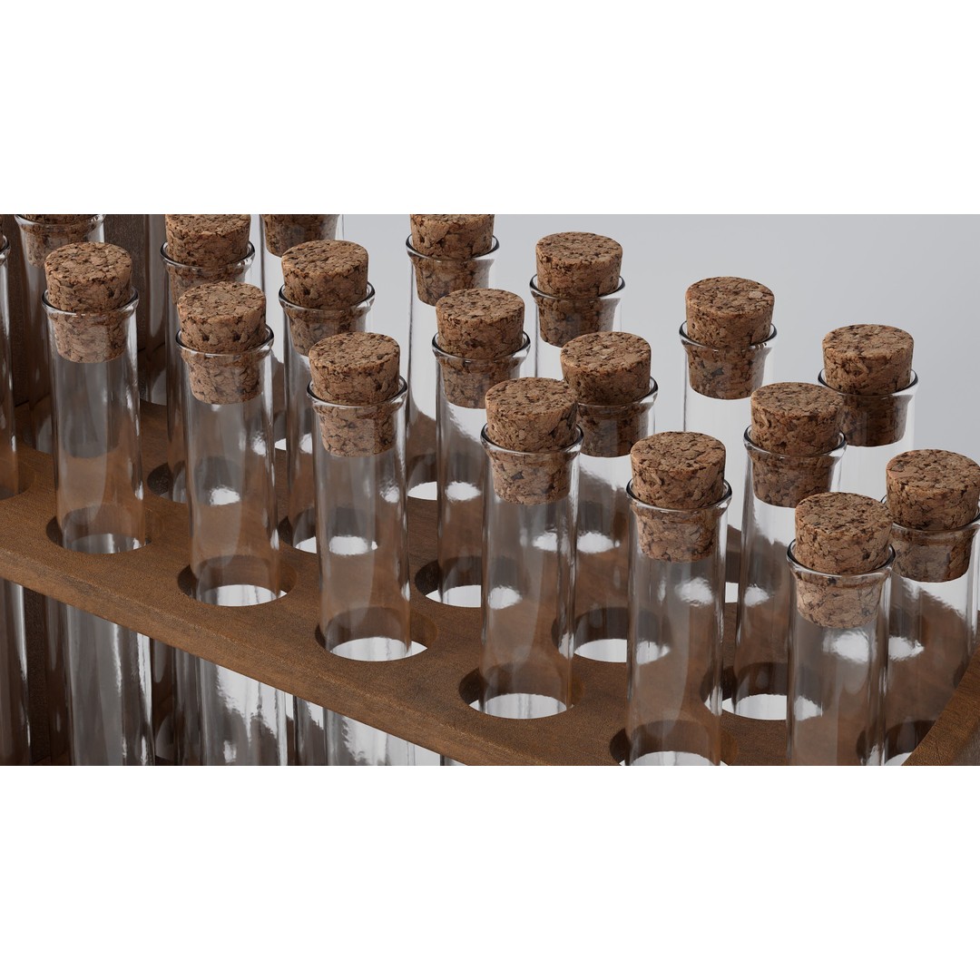 Wooden Test Tube Rack 3D Model – Vintage Laboratory Asset, FBX - View 10