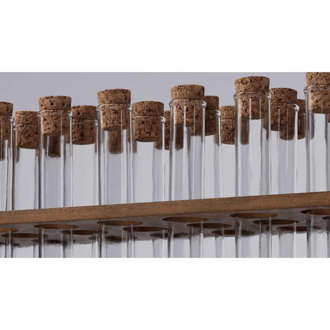 Wooden Test Tube Rack 3D Model – Vintage Laboratory Asset, FBX - View 12
