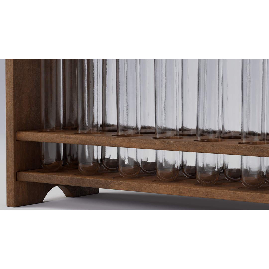 Wooden Test Tube Rack 3D Model – Vintage Laboratory Asset, FBX - View 13