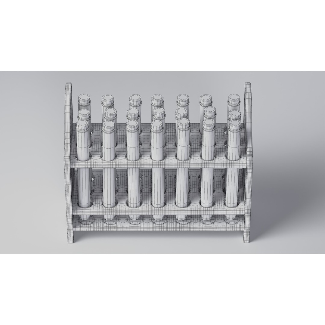 Wooden Test Tube Rack 3D Model – Vintage Laboratory Asset, FBX - View 21