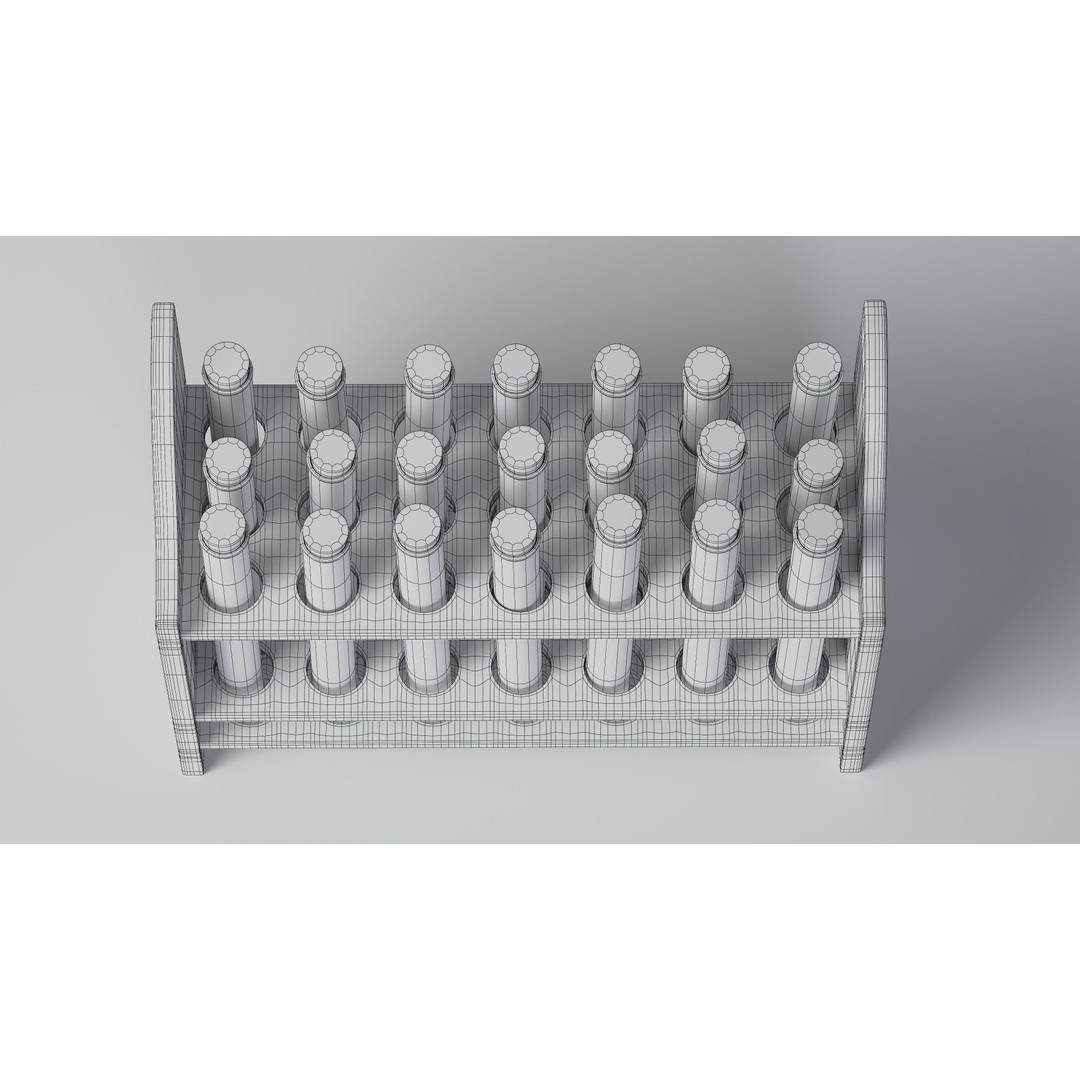 Wooden Test Tube Rack 3D Model – Vintage Laboratory Asset, FBX - View 22