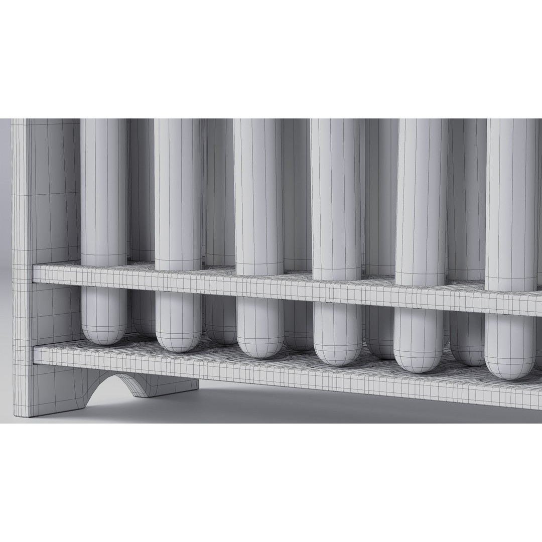 Wooden Test Tube Rack 3D Model – Vintage Laboratory Asset, FBX - View 26