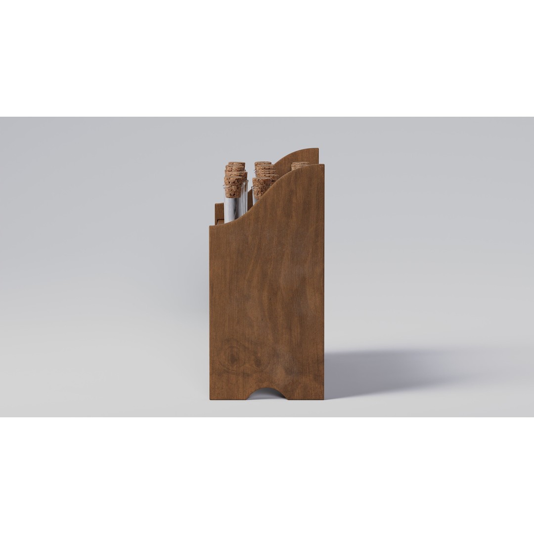 Wooden Test Tube Rack 3D Model – Vintage Laboratory Asset, FBX - View 4