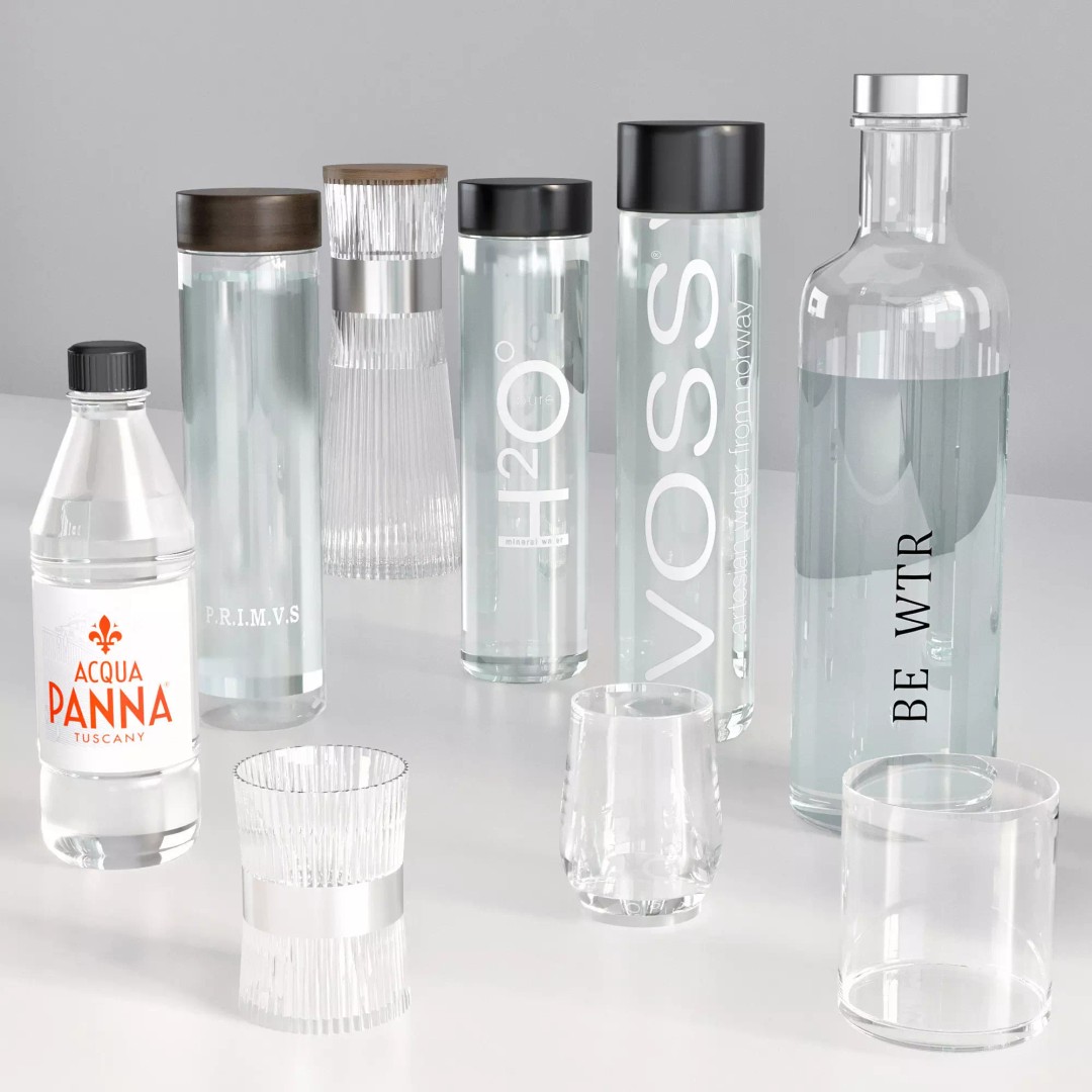Mineral Water Bottle 3D Model – High Poly Collection with Dispenser - View 10
