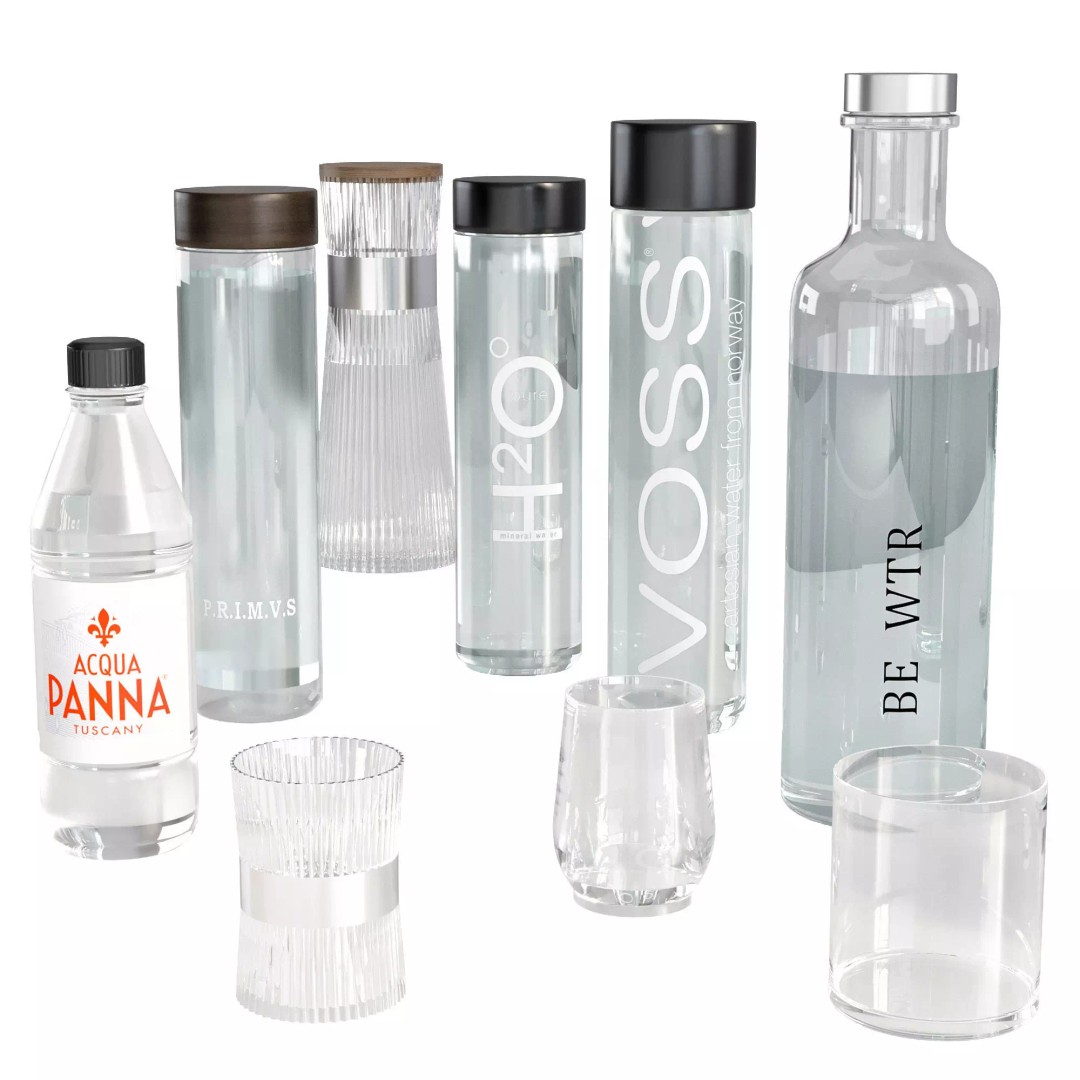 Mineral Water Bottle 3D Model – High Poly Collection with Dispenser - View 3