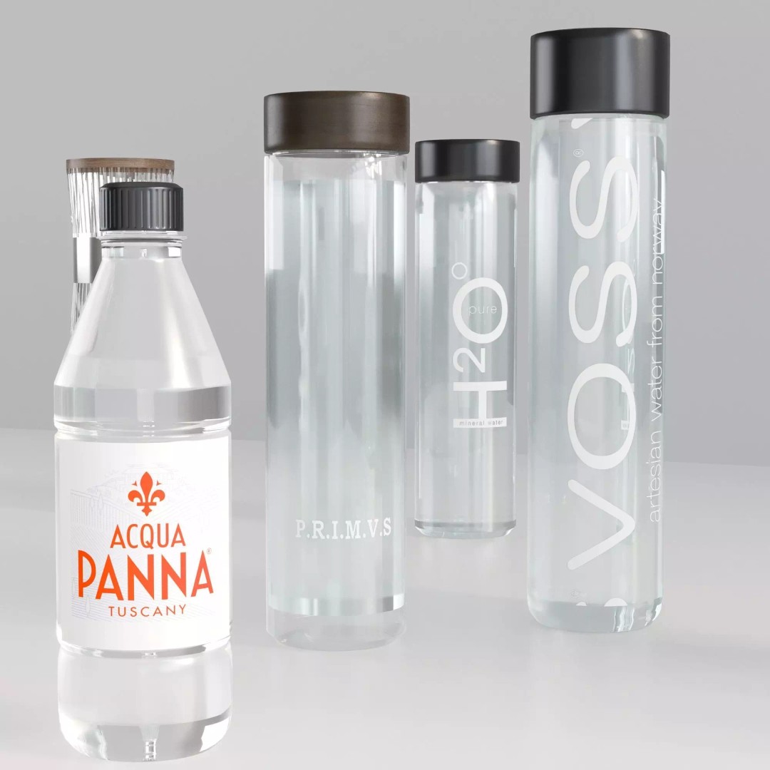 Mineral Water Bottle 3D Model – High Poly Collection with Dispenser - View 8