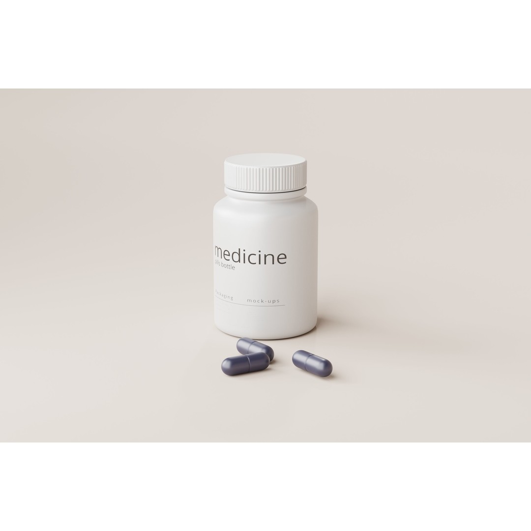 Capsules Bottle 3D Model – Low Poly Medical Asset, FBX & OBJ - View 5
